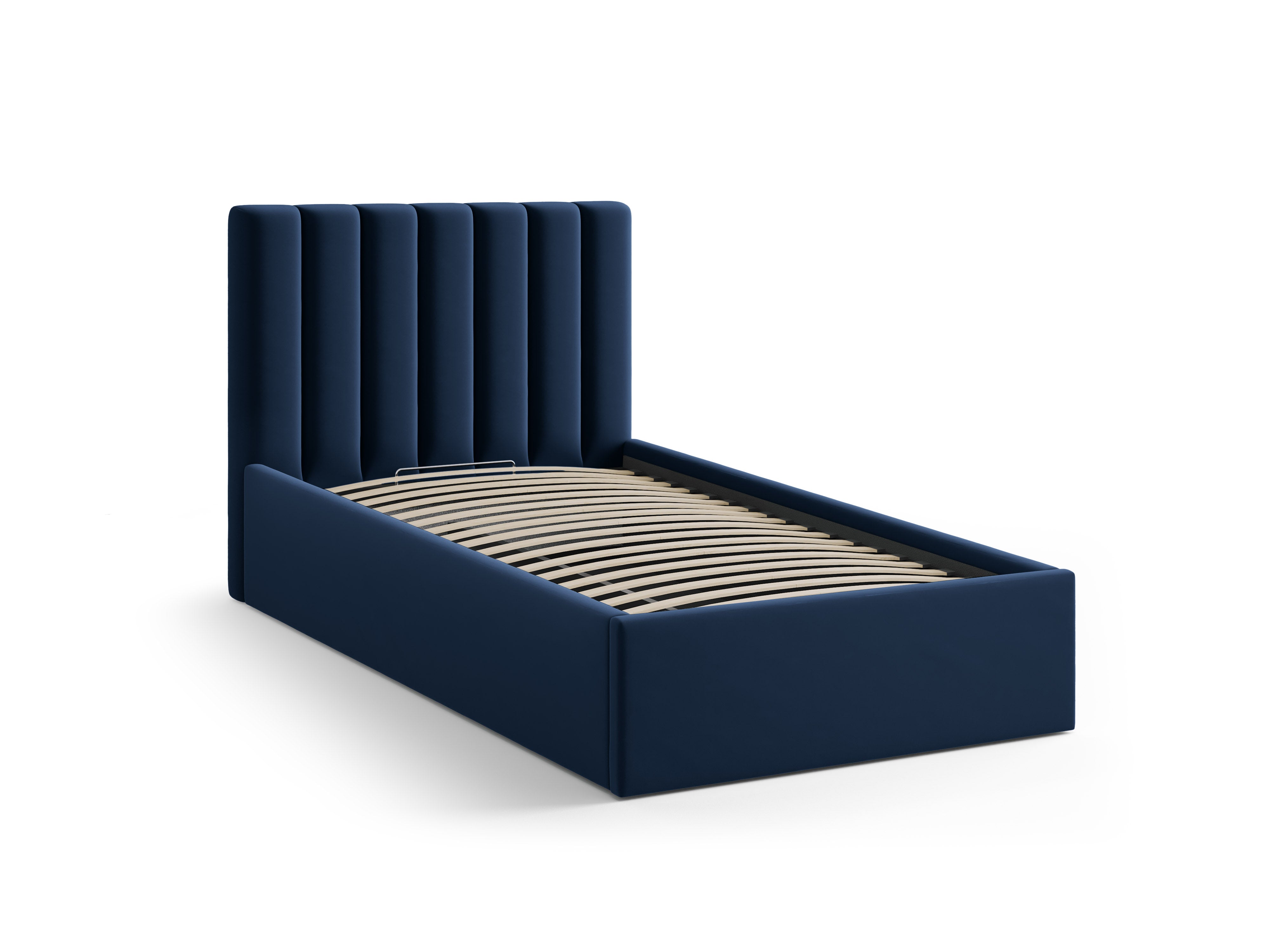 Single velvet bed with storage for bedding ALLISON royal blue