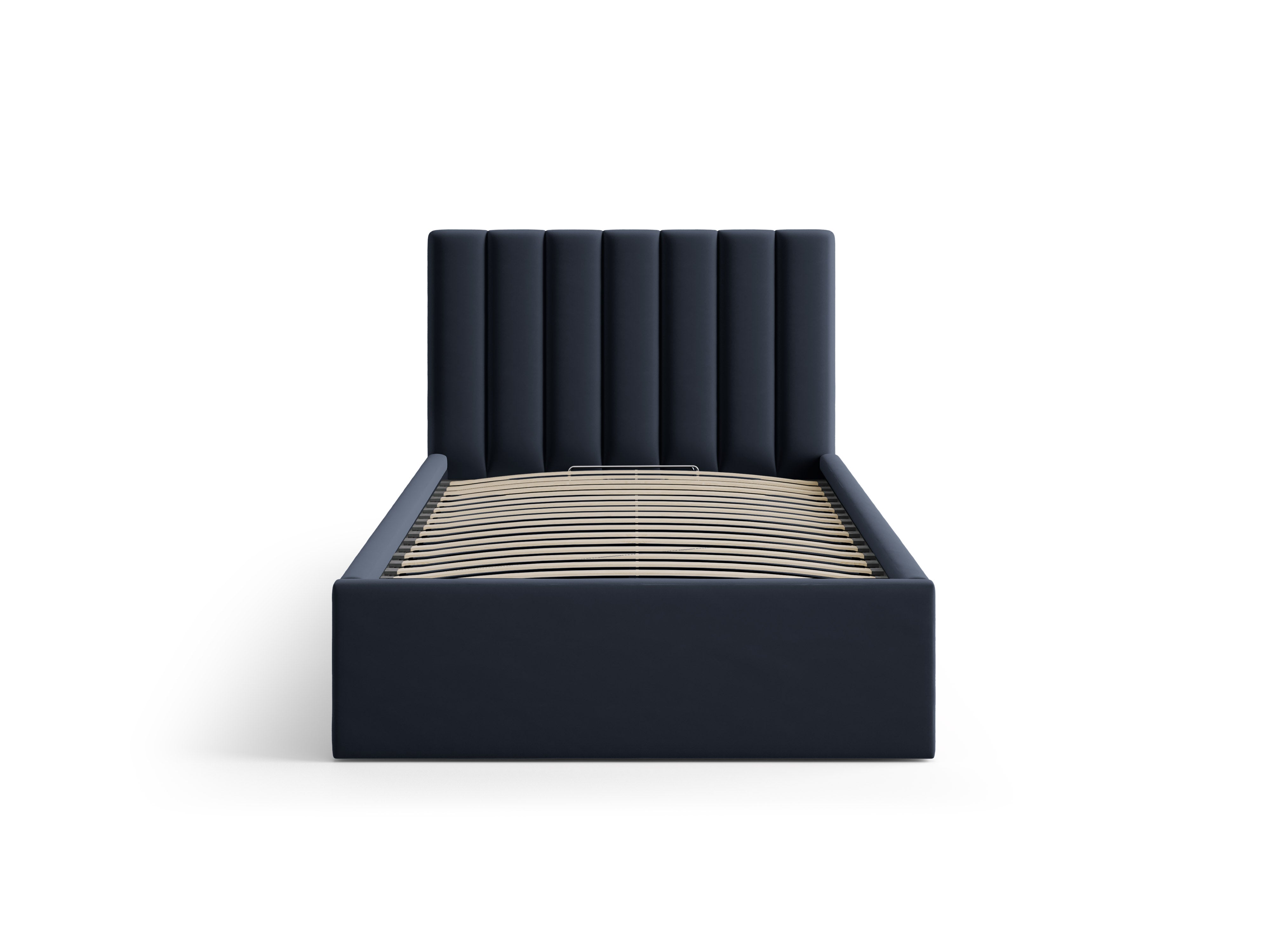 Single velvet bed with storage for bedding ALLISON navy blue
