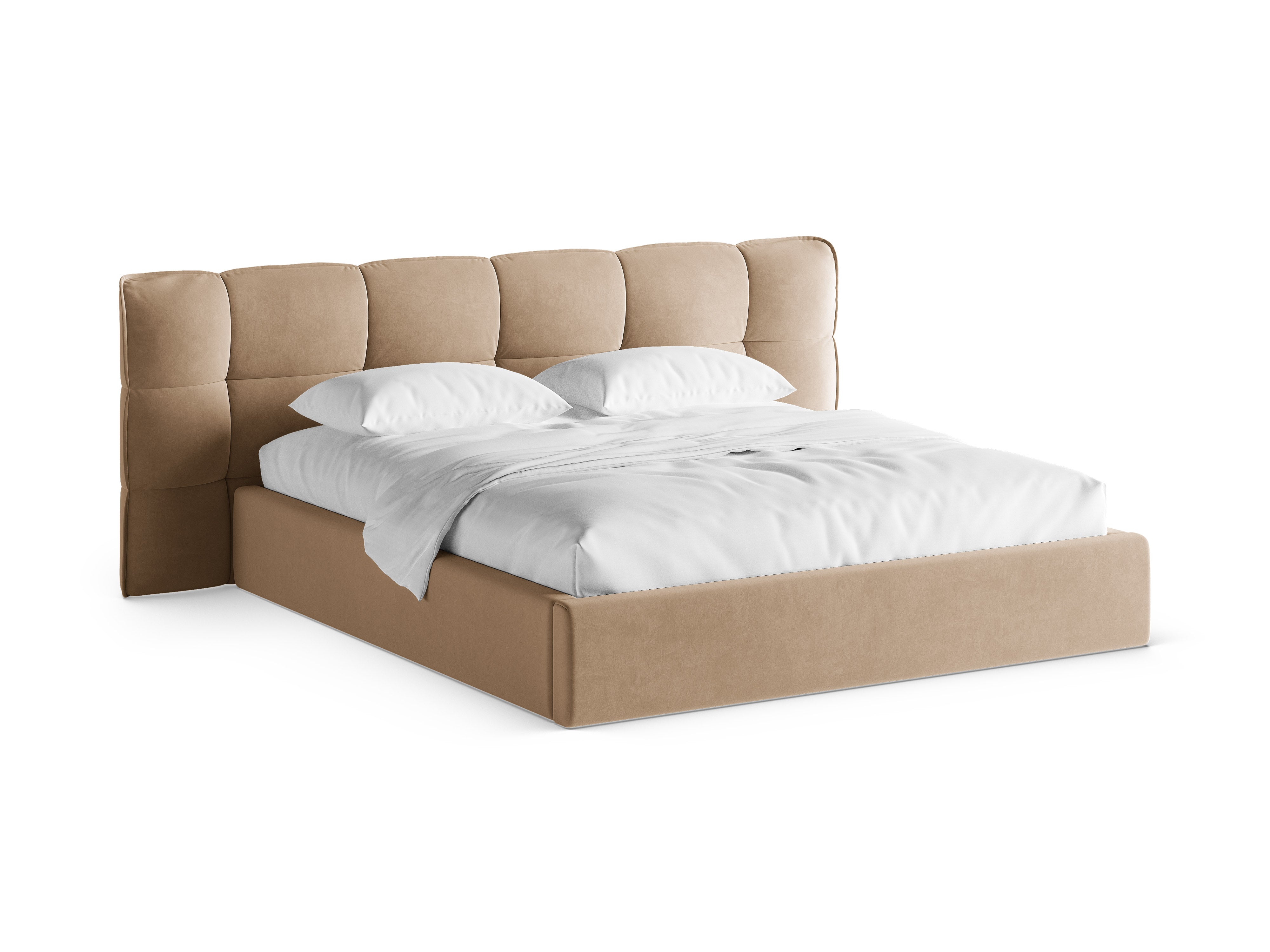 Velvet Bed with Storage ERIC Sand
