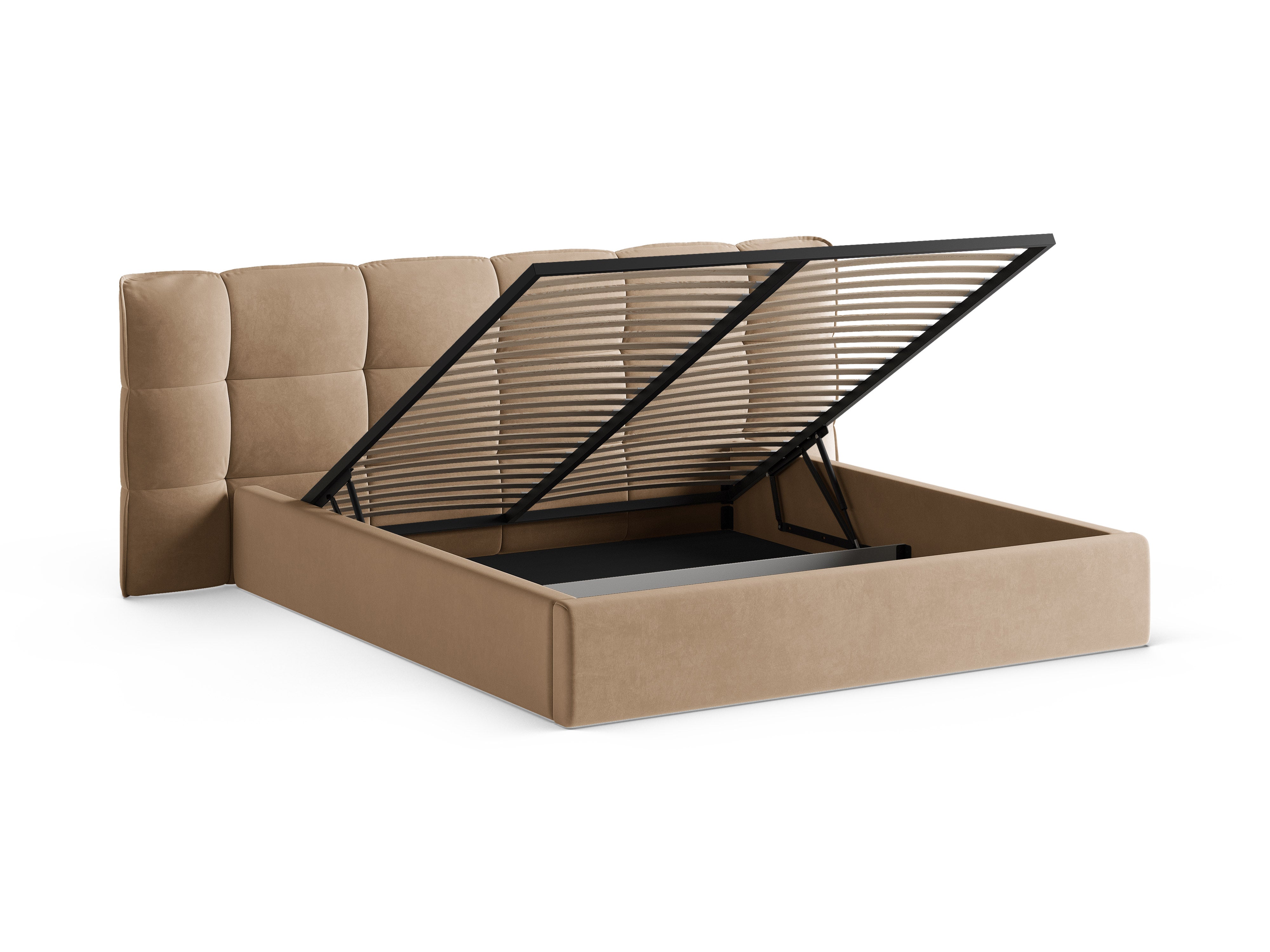 Velvet Bed with Storage ERIC Sand
