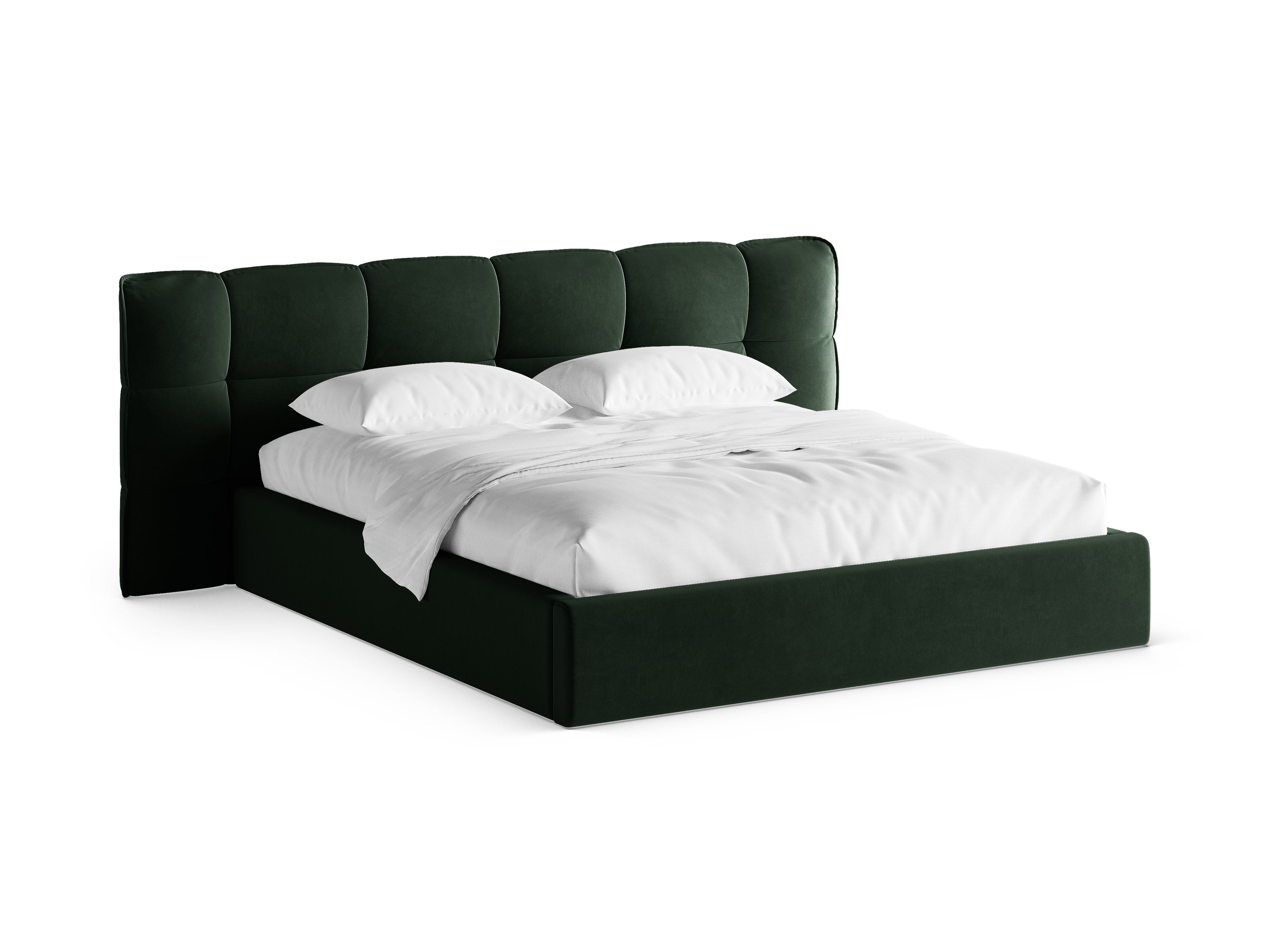 Velvet Bed with Storage ERIC in Bottle Green