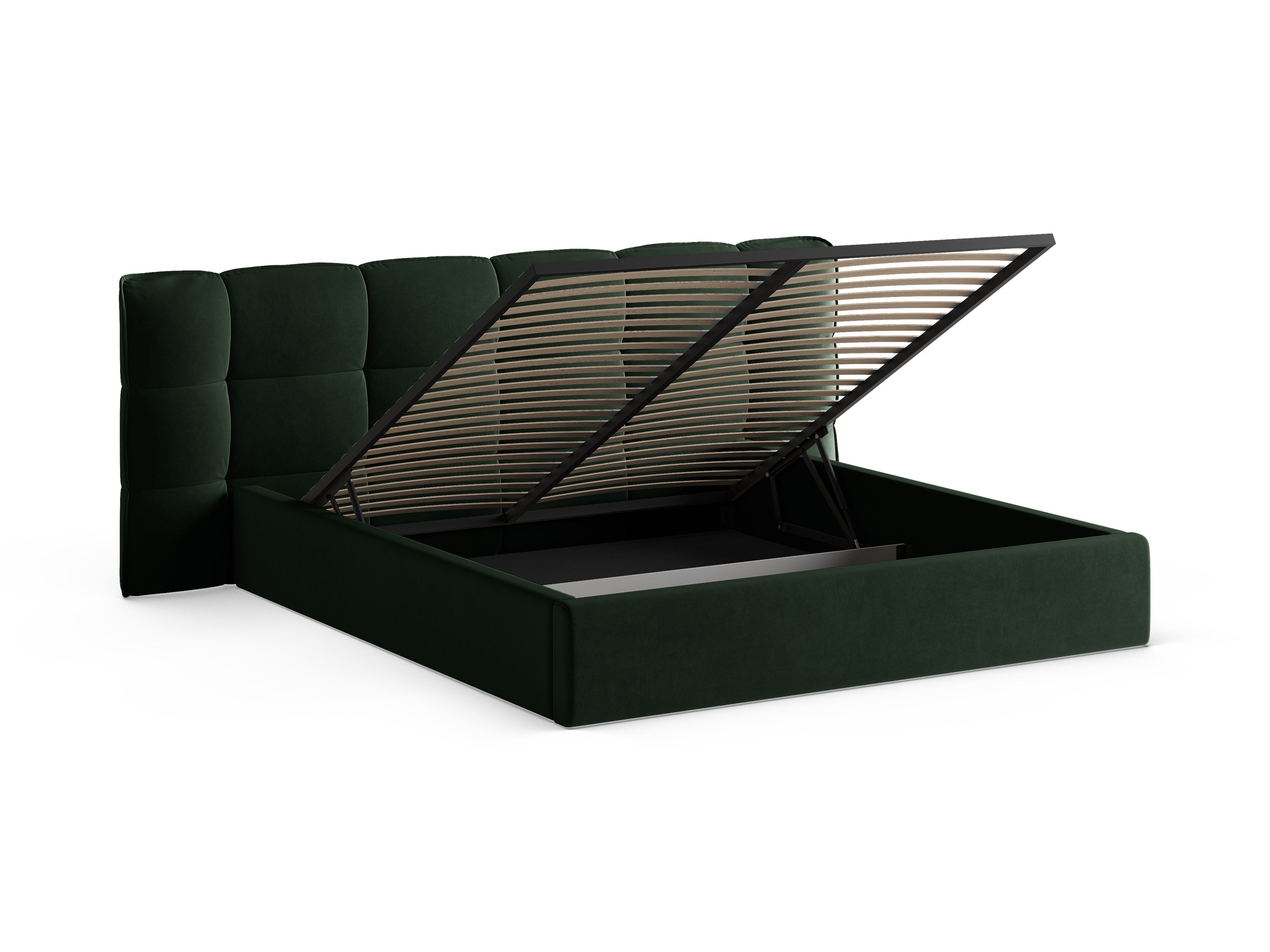 Velvet Bed with Storage ERIC in Bottle Green