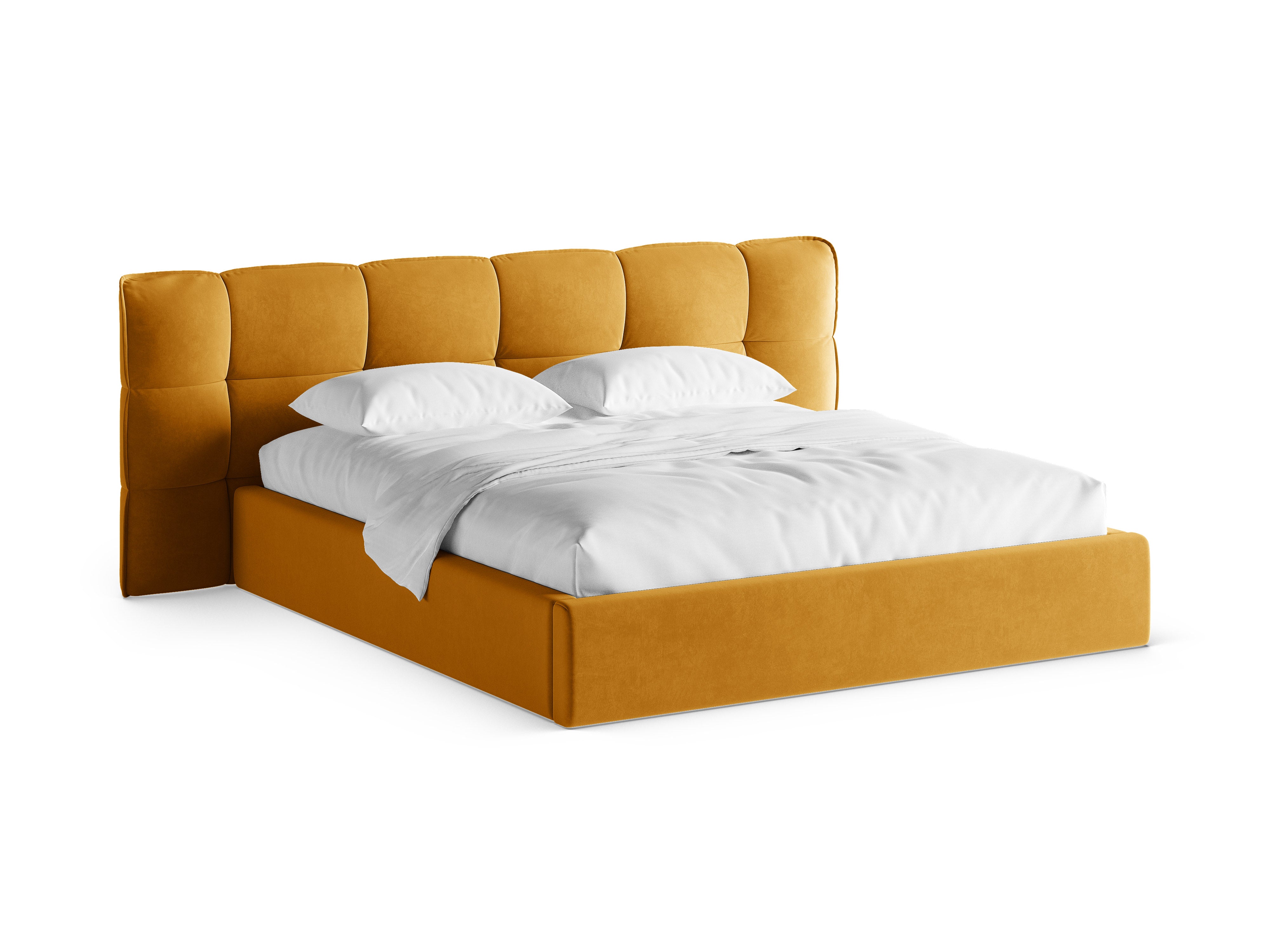 Velvet bed with storage ERIC yellow