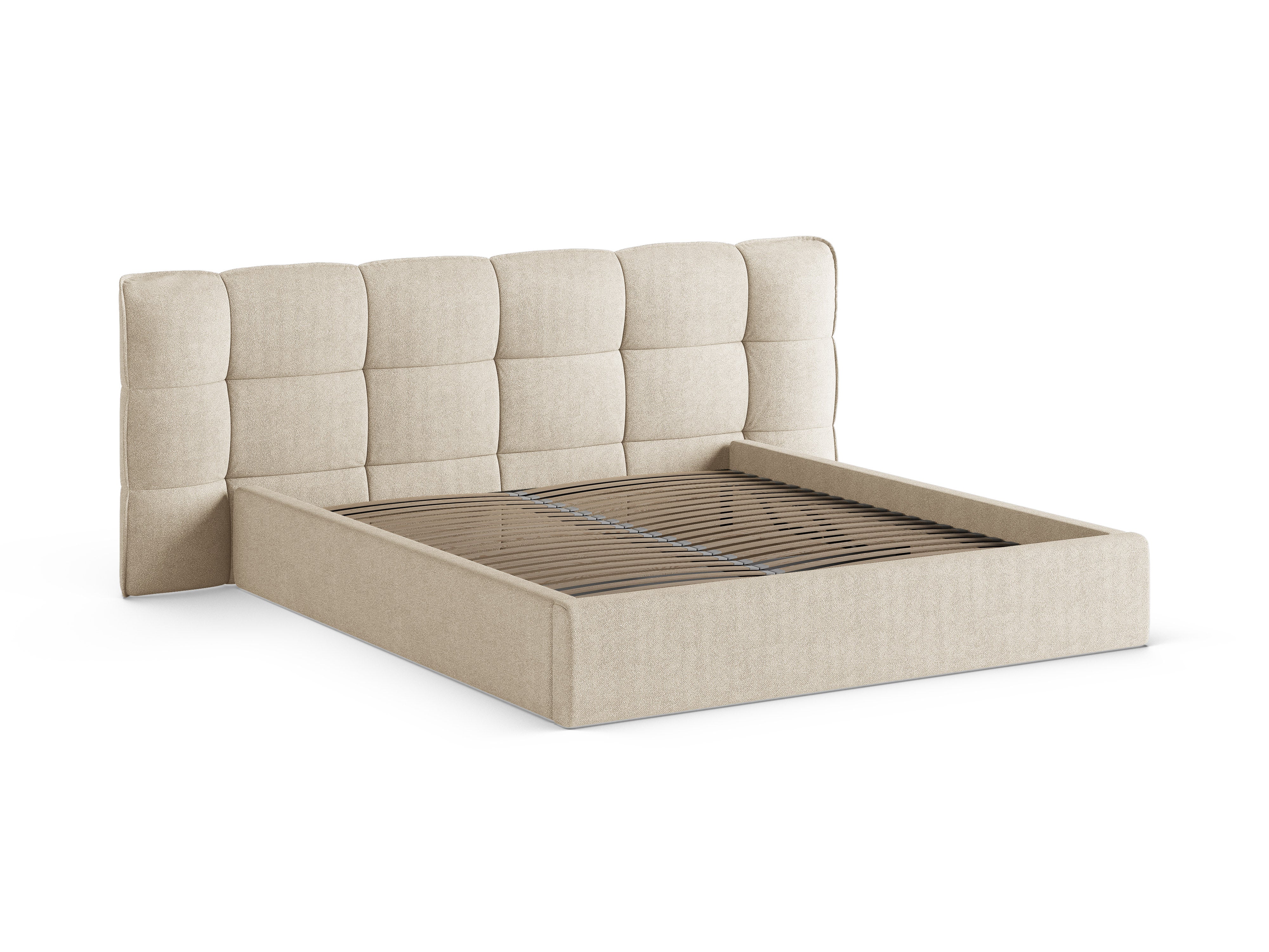 ERIC Bed with Storage in Light Beige Boucle