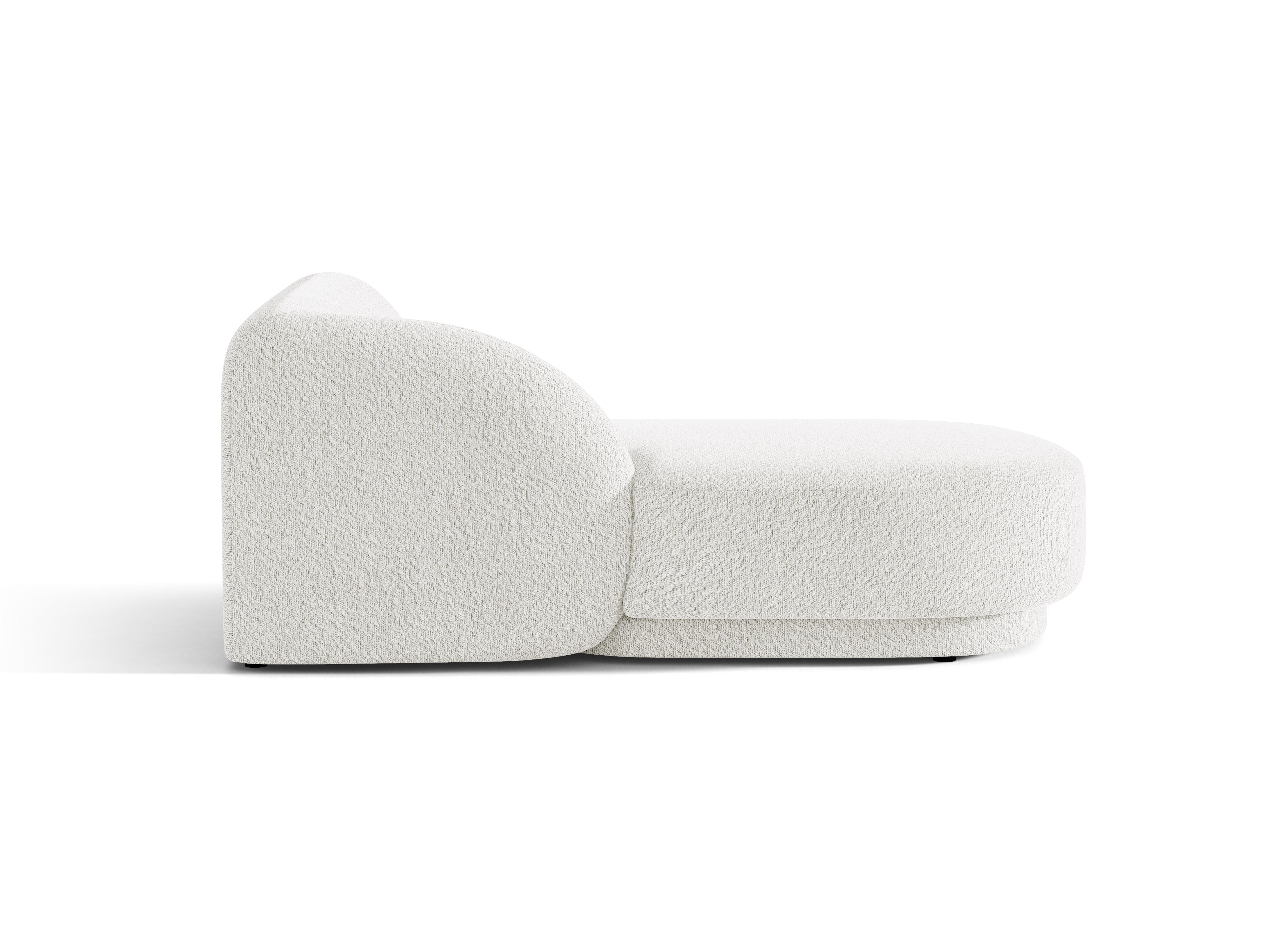 Szezlong lewostronny MILEY biały boucle – tkanina bouclé