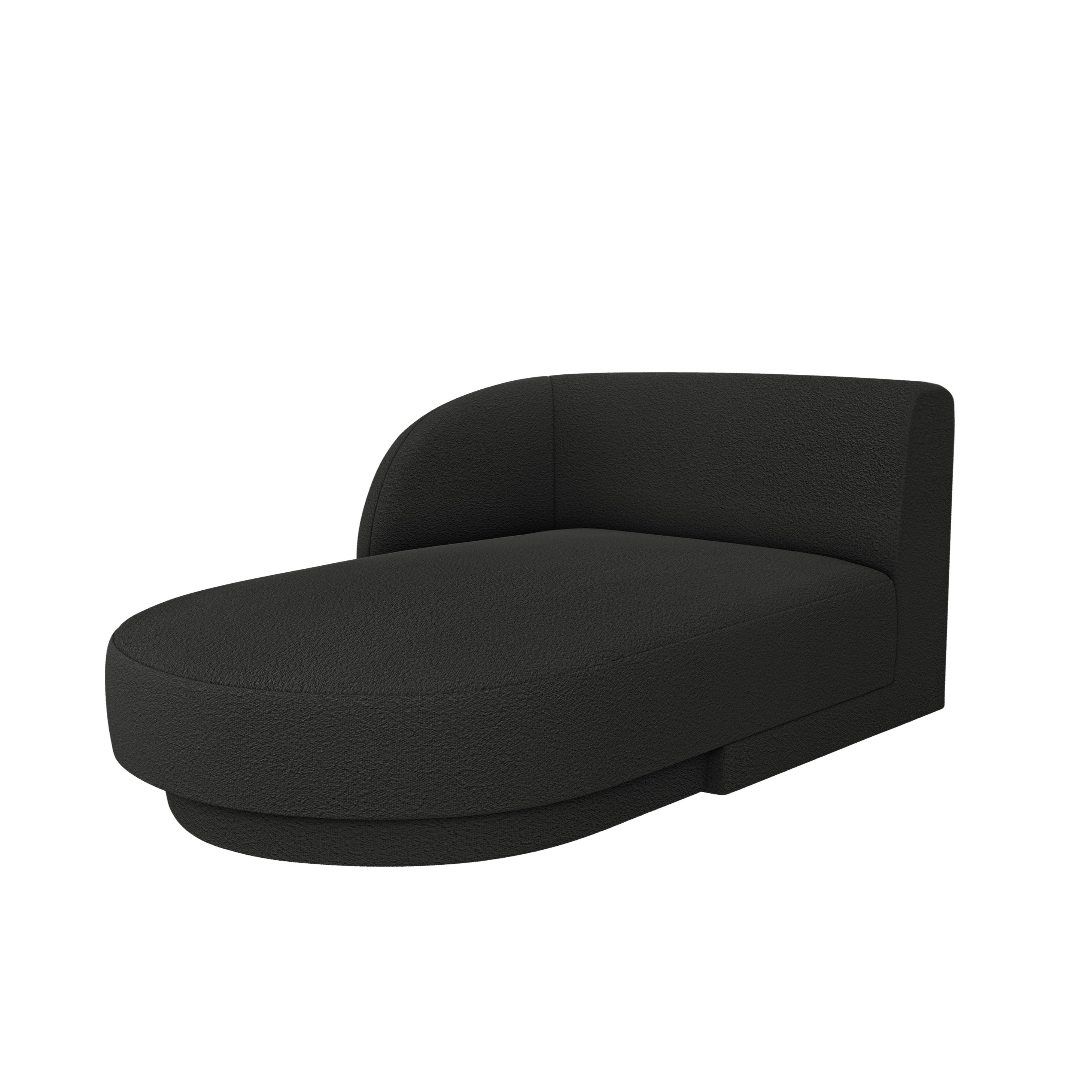 Left-sided chaise longue MILEY black boucle