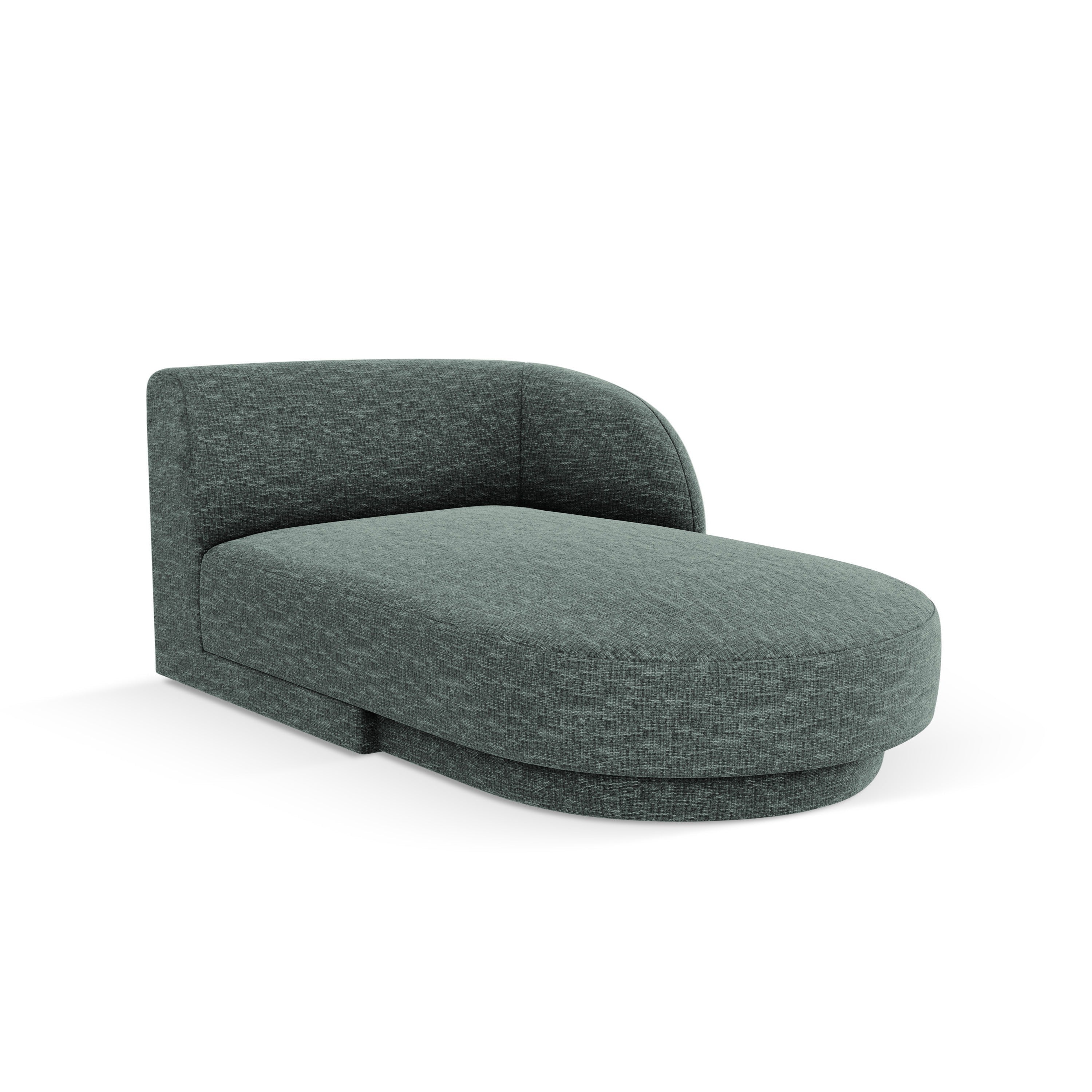 Right-facing chaise longue MILEY petrol blue silky chenille