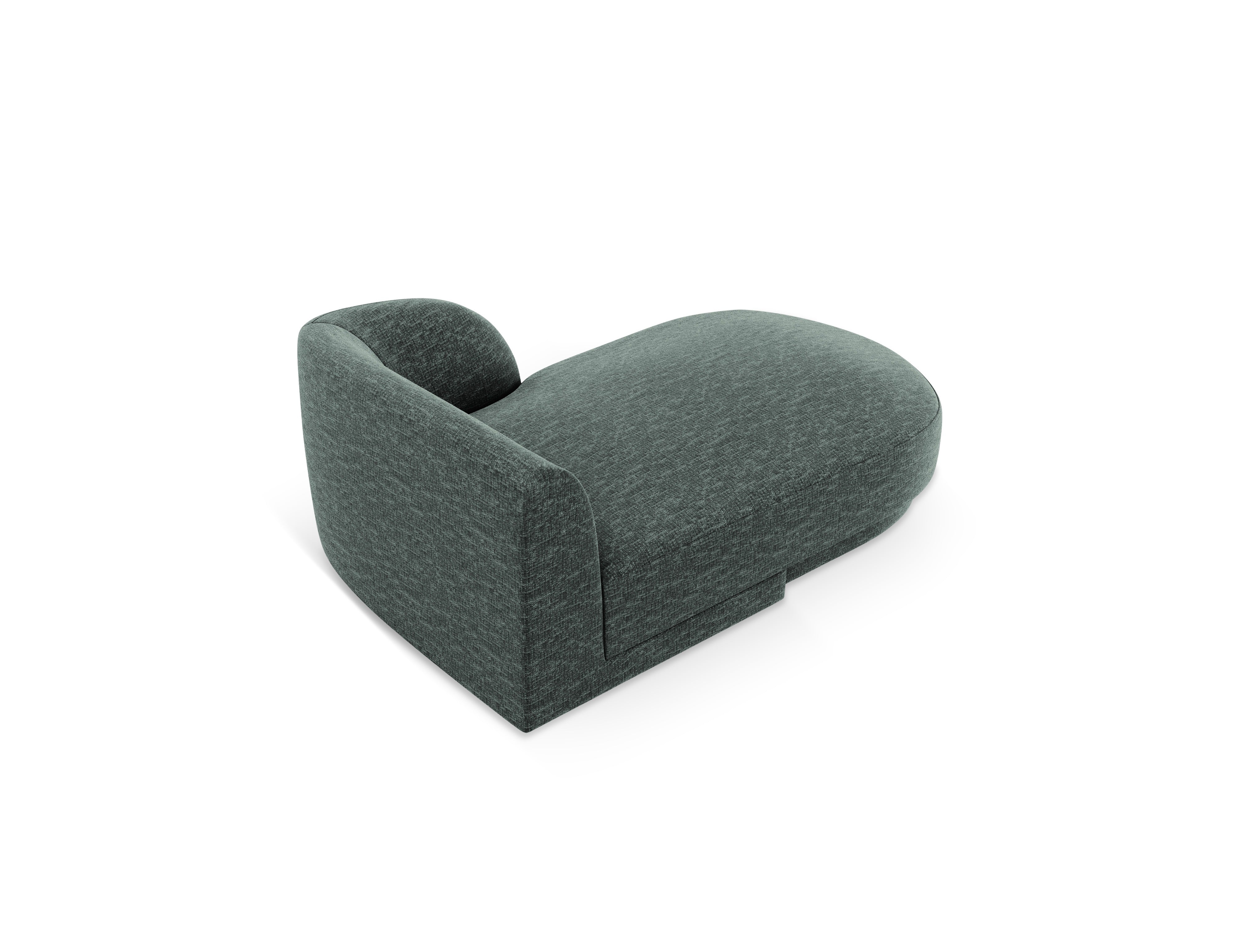 Right-facing chaise longue MILEY petrol blue silky chenille