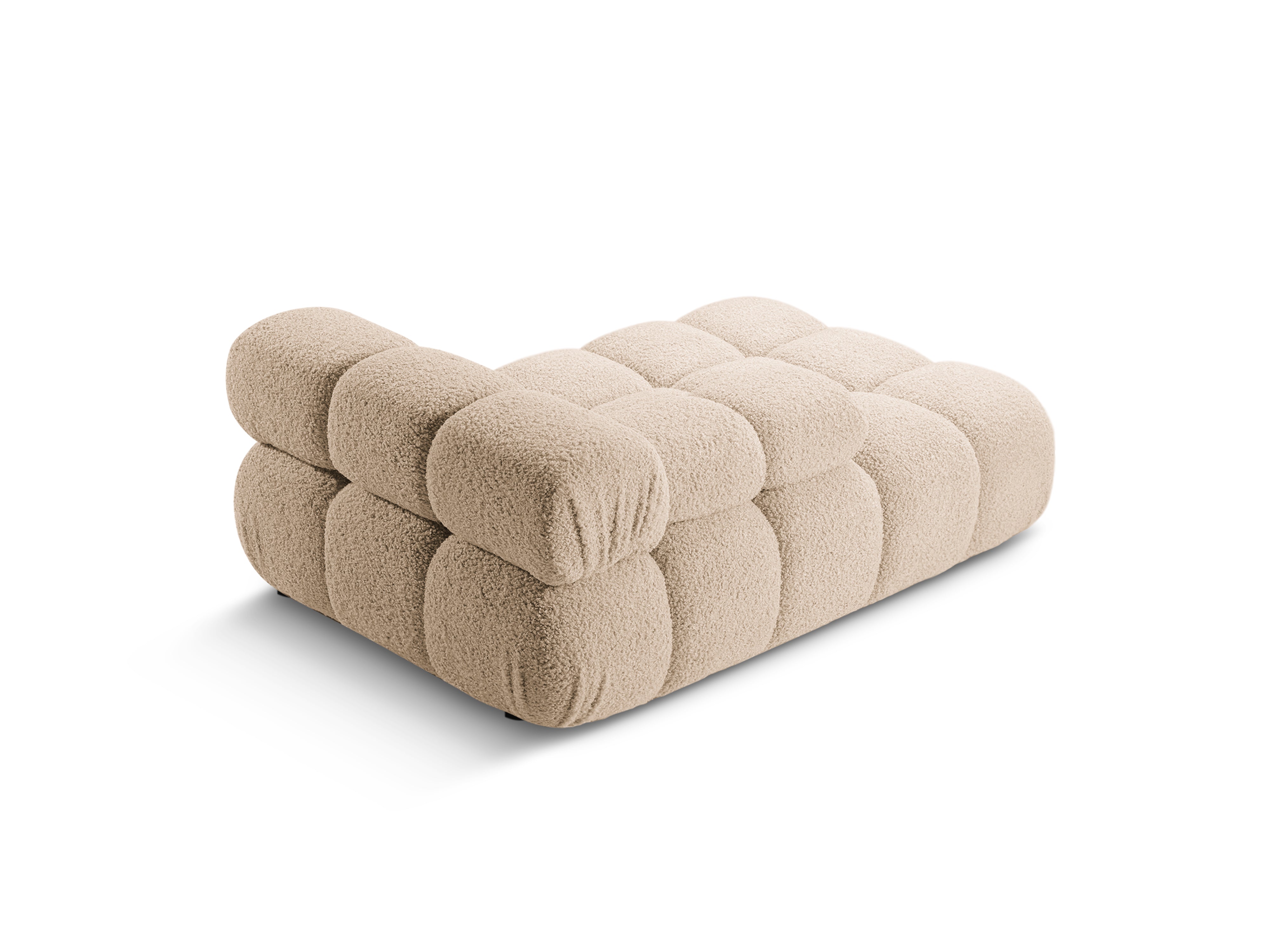 Left-facing BELLIS chaise longue in sandy boucle
