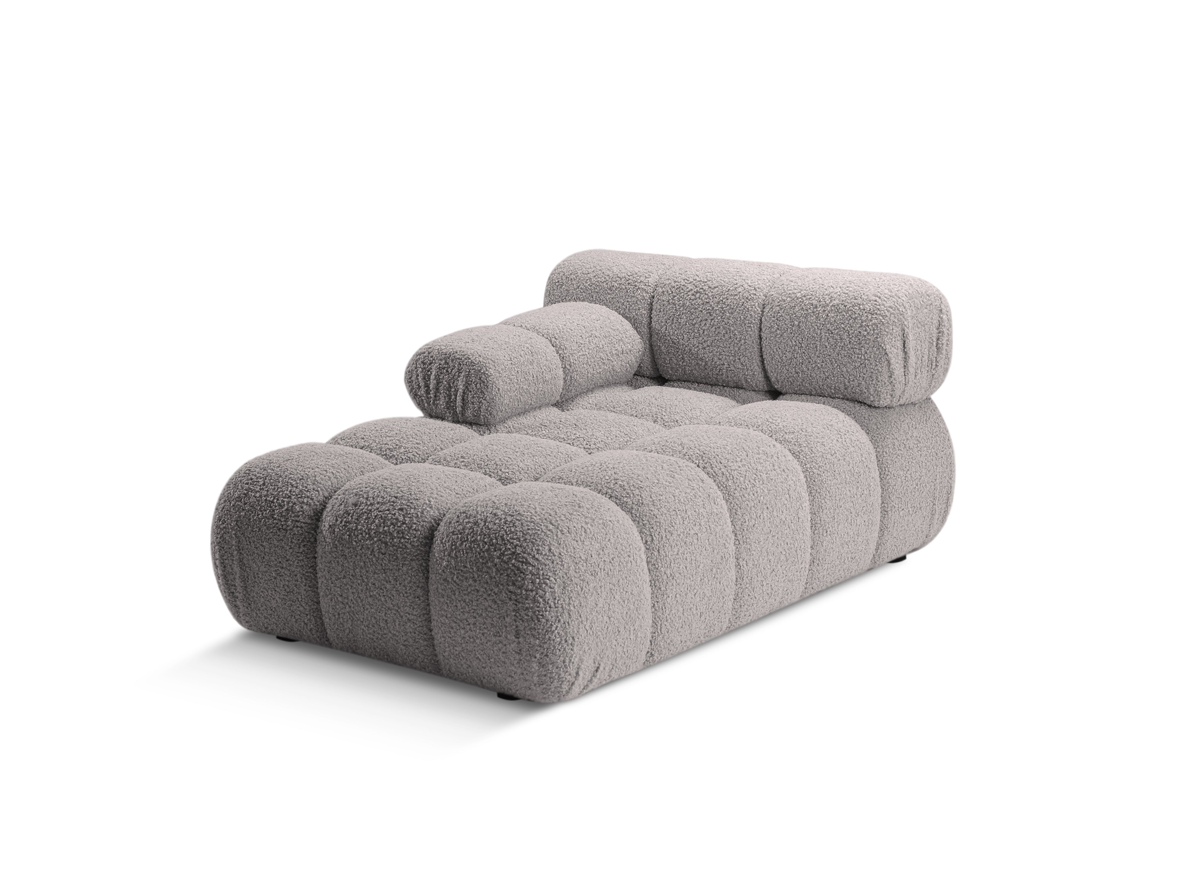 Left-facing BELLIS chaise longue in gray boucle