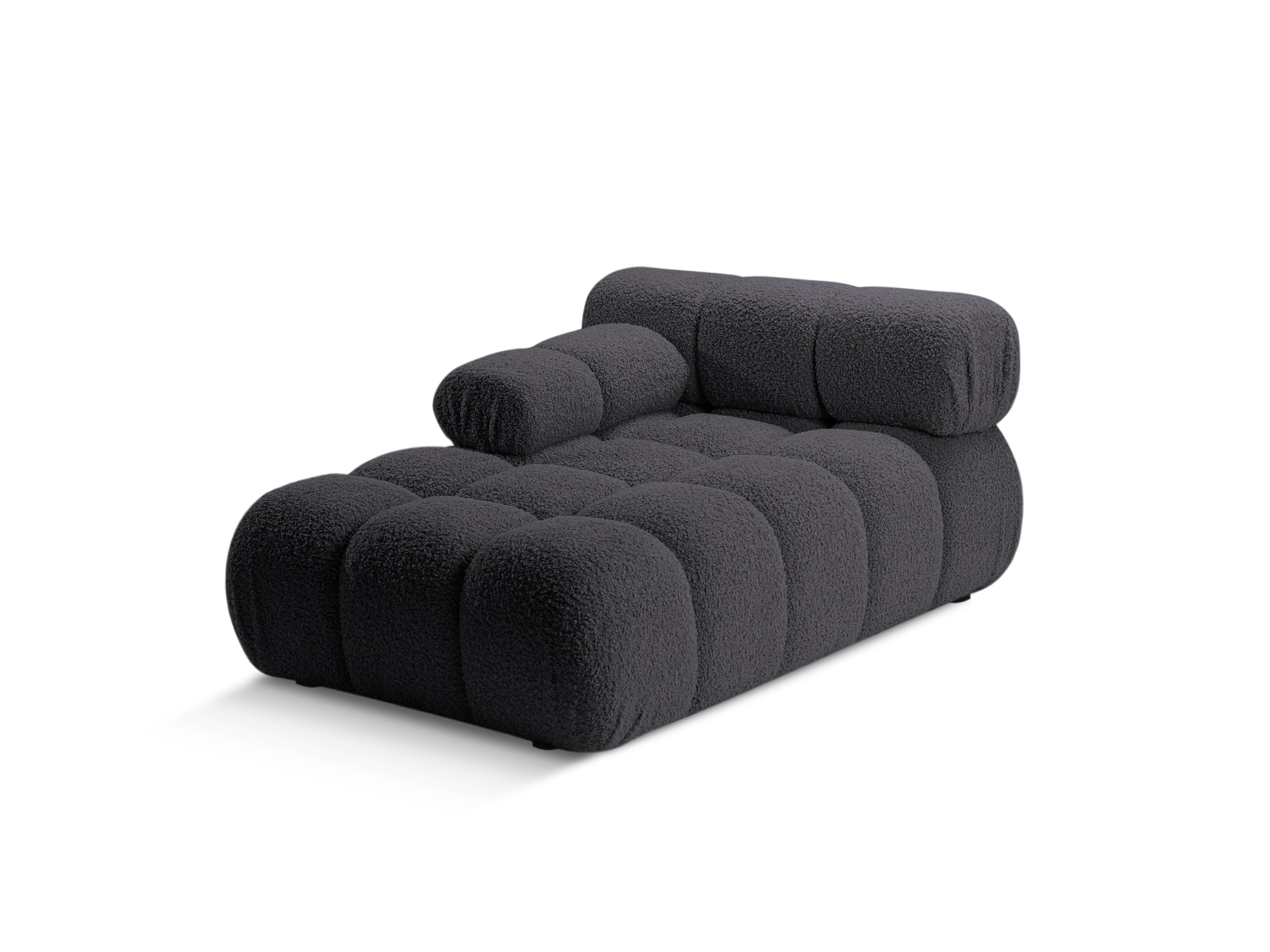 Left-facing BELLIS chaise longue in graphite boucle