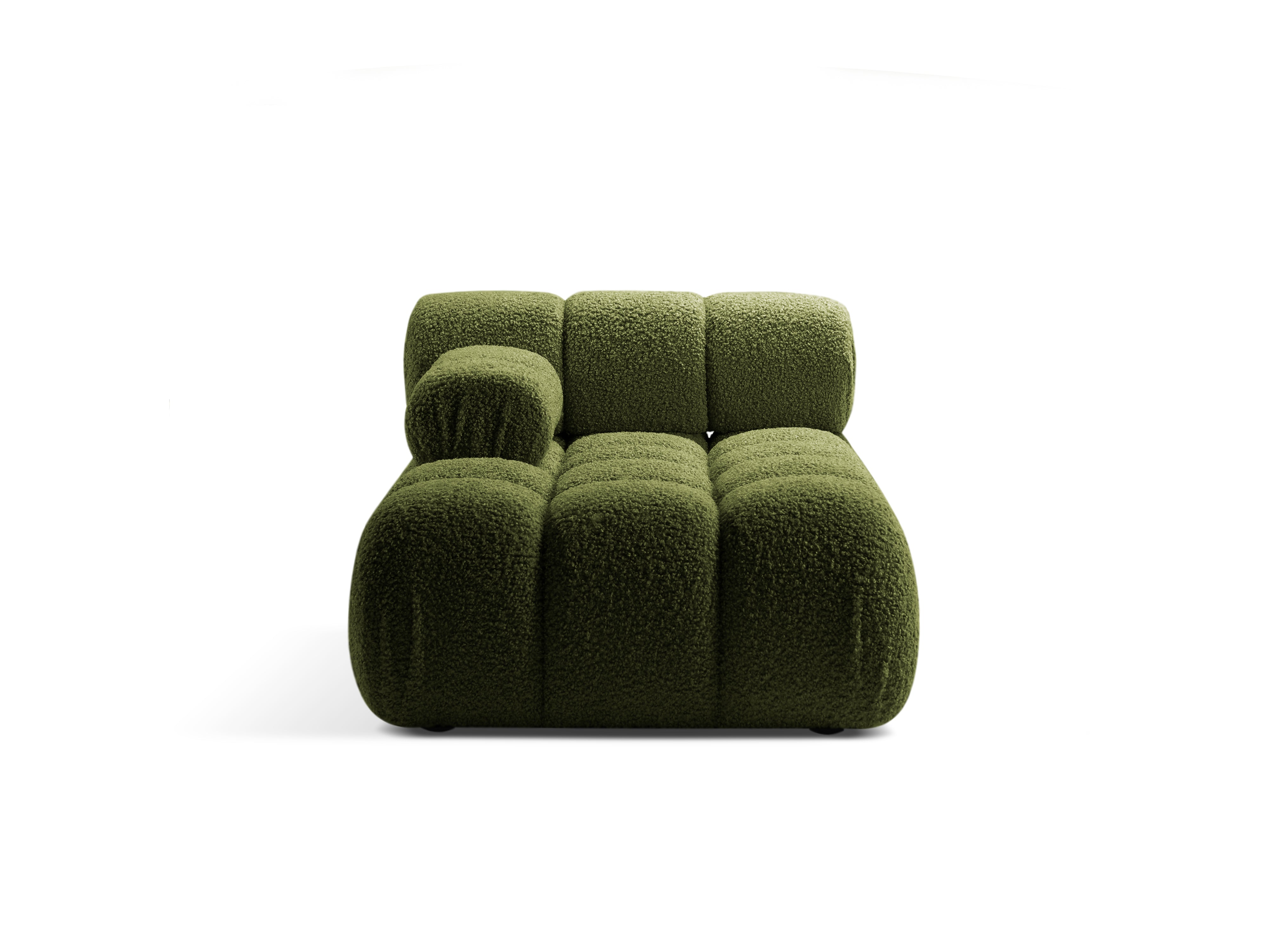Left-facing BELLIS chaise longue in green boucle