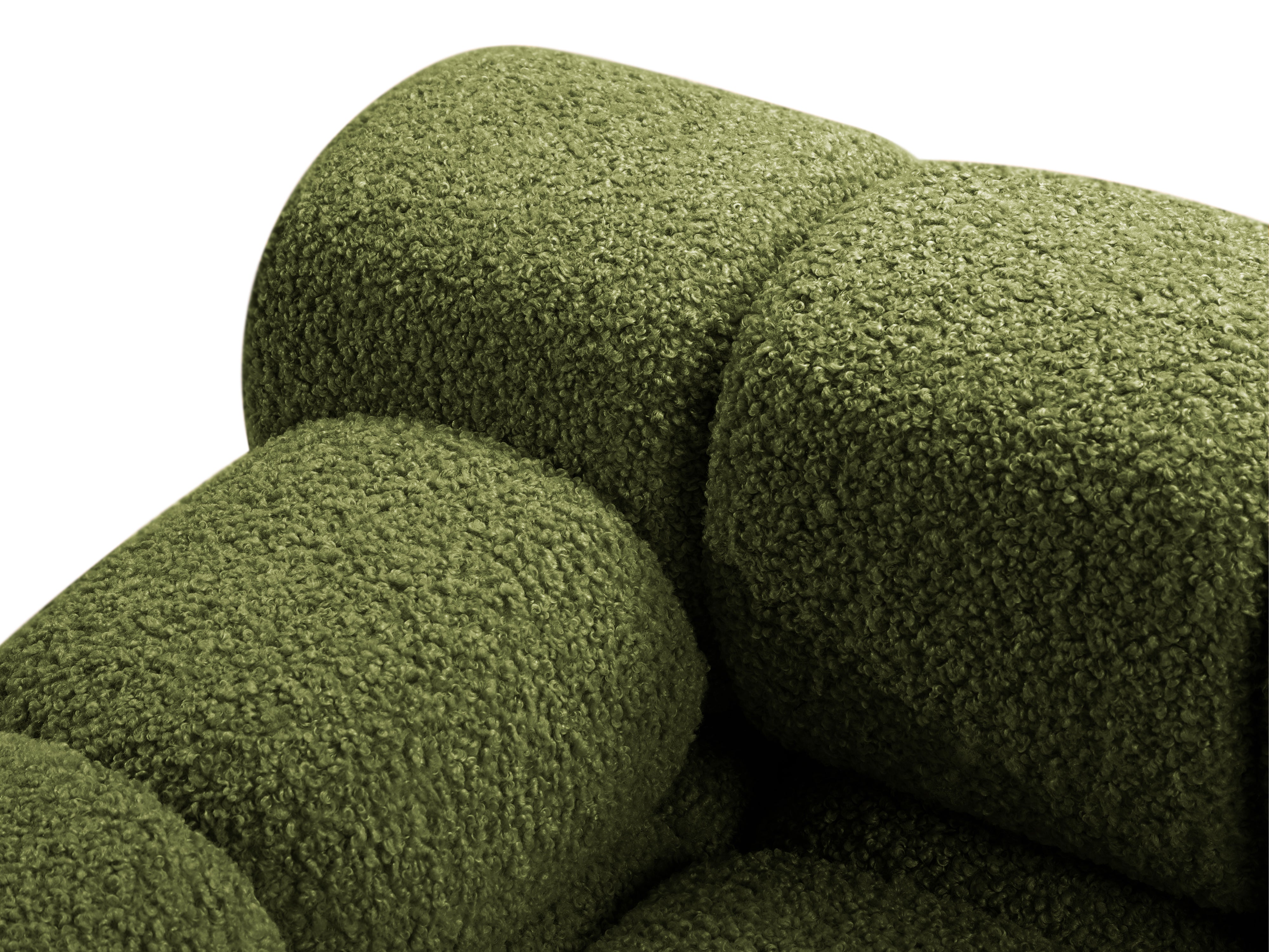 Left-facing BELLIS chaise longue in green boucle