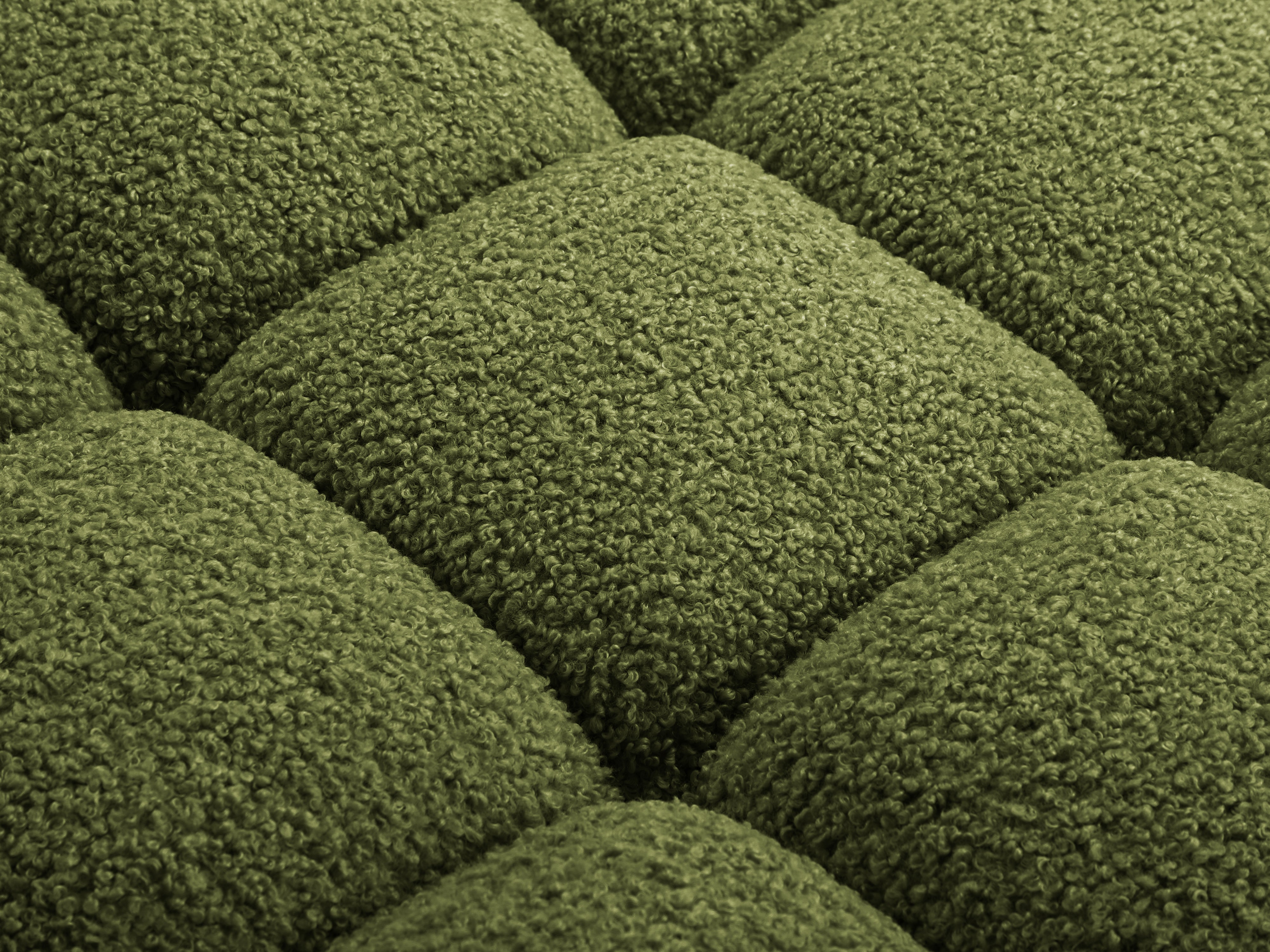 Left-facing BELLIS chaise longue in green boucle