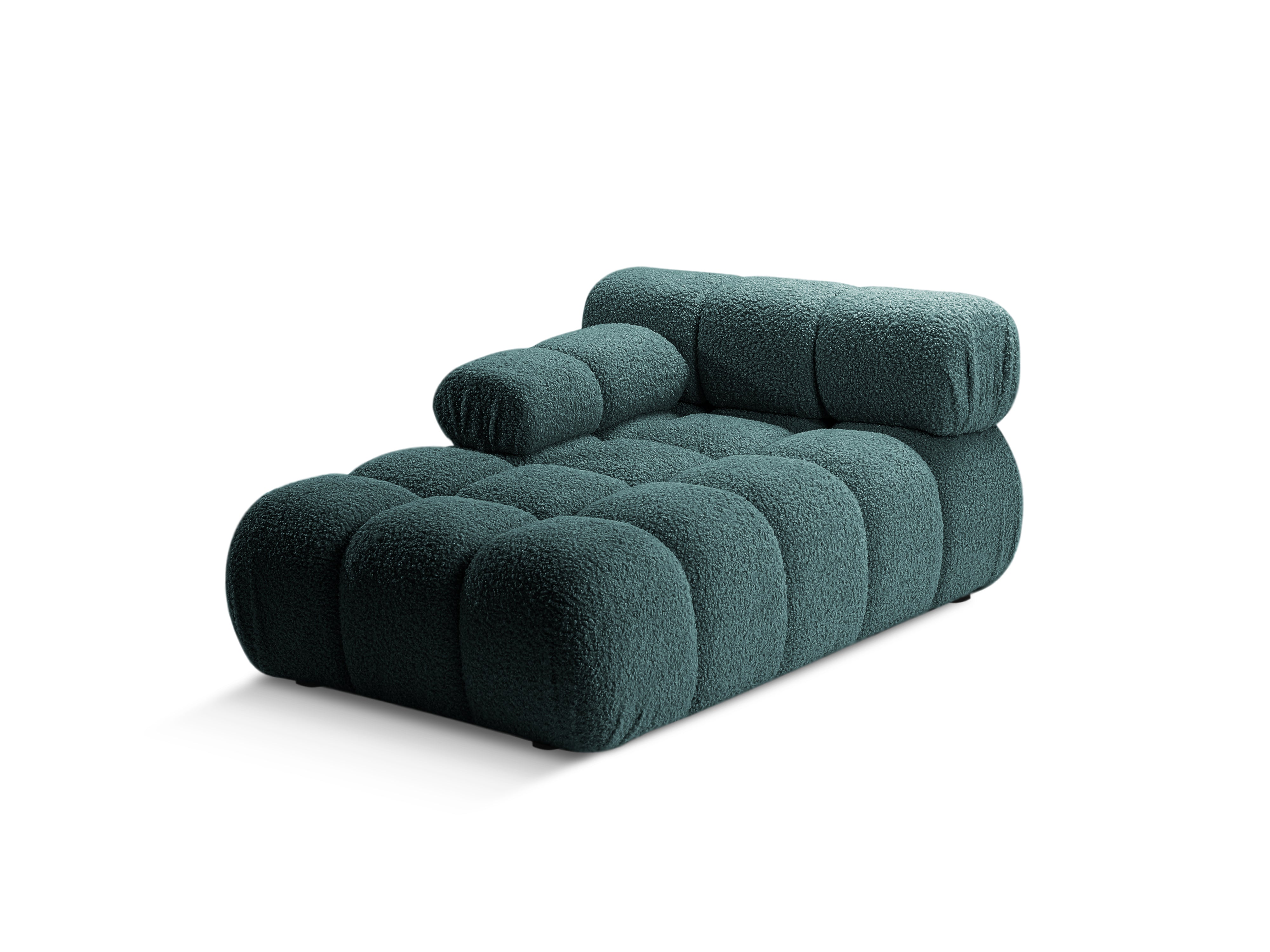 Left-facing BELLIS chaise longue in deep petrol boucle