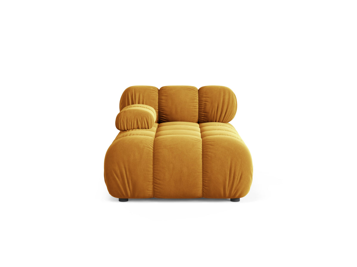 Left-facing BELLIS mustard velvet chaise longue