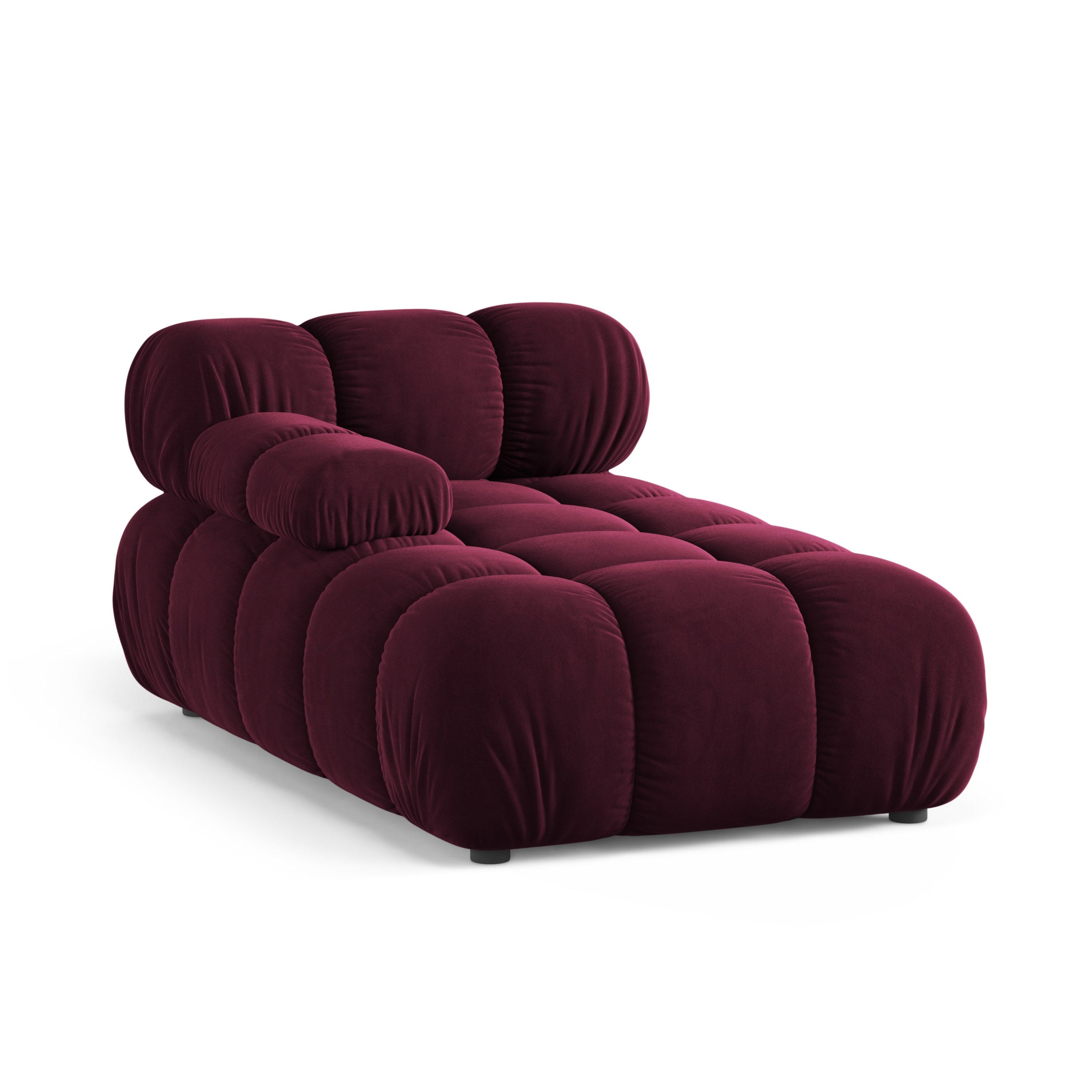 Left-facing BELLIS chaise longue in burgundy velvet