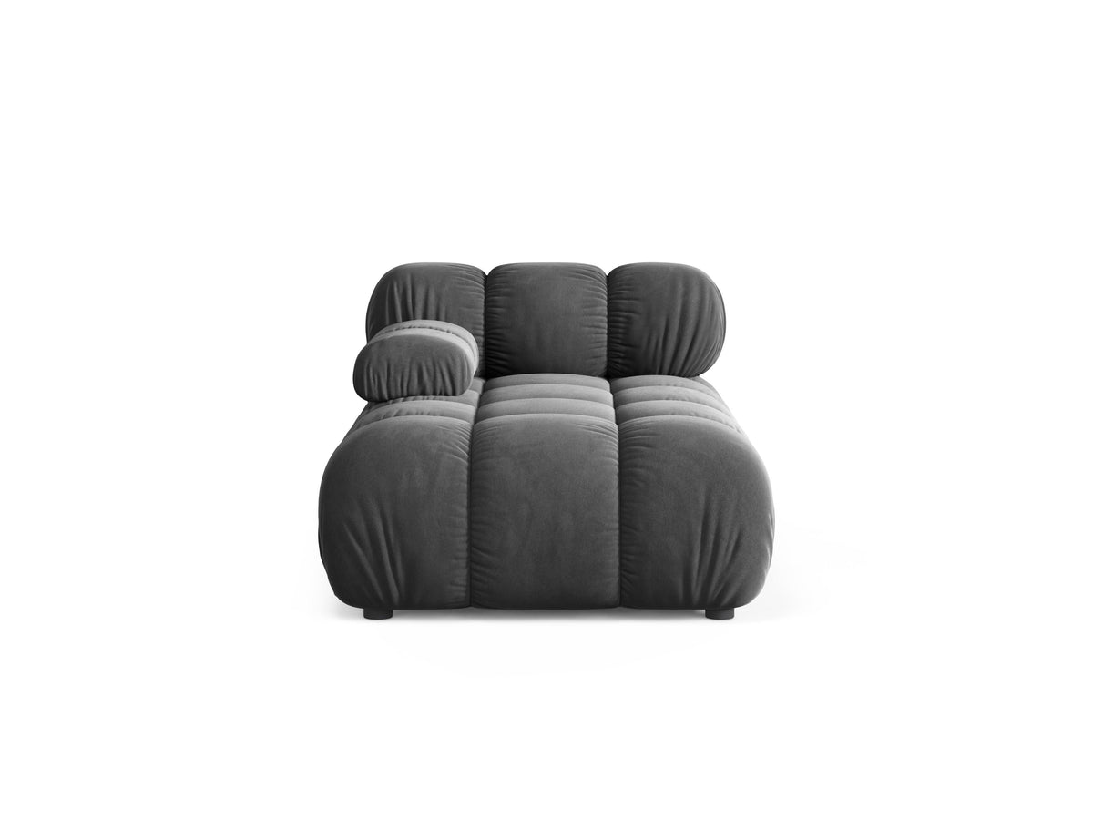 Left-facing BELLIS chaise lounge in dark gray velvet