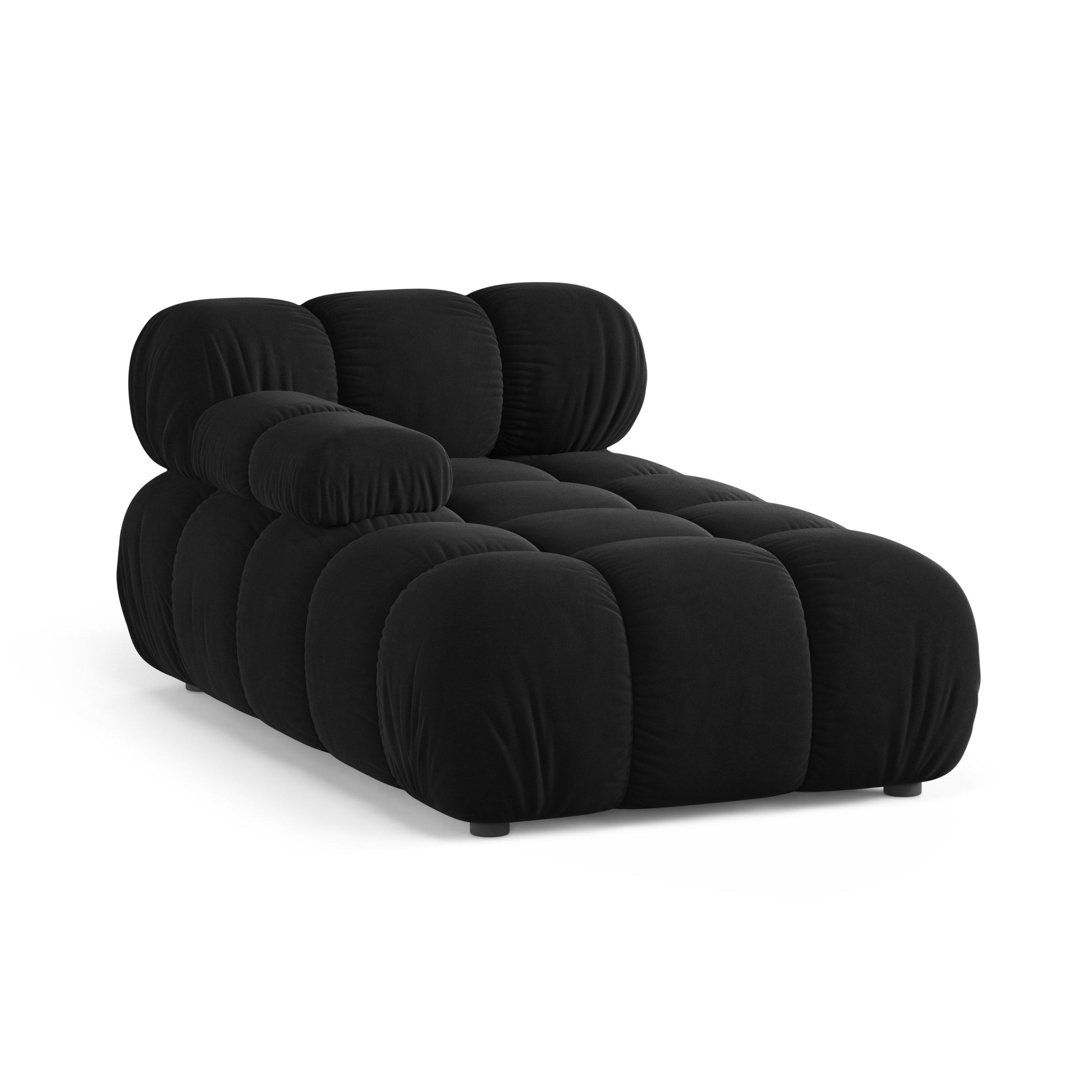 Black velvet left-facing chaise lounge BELLIS