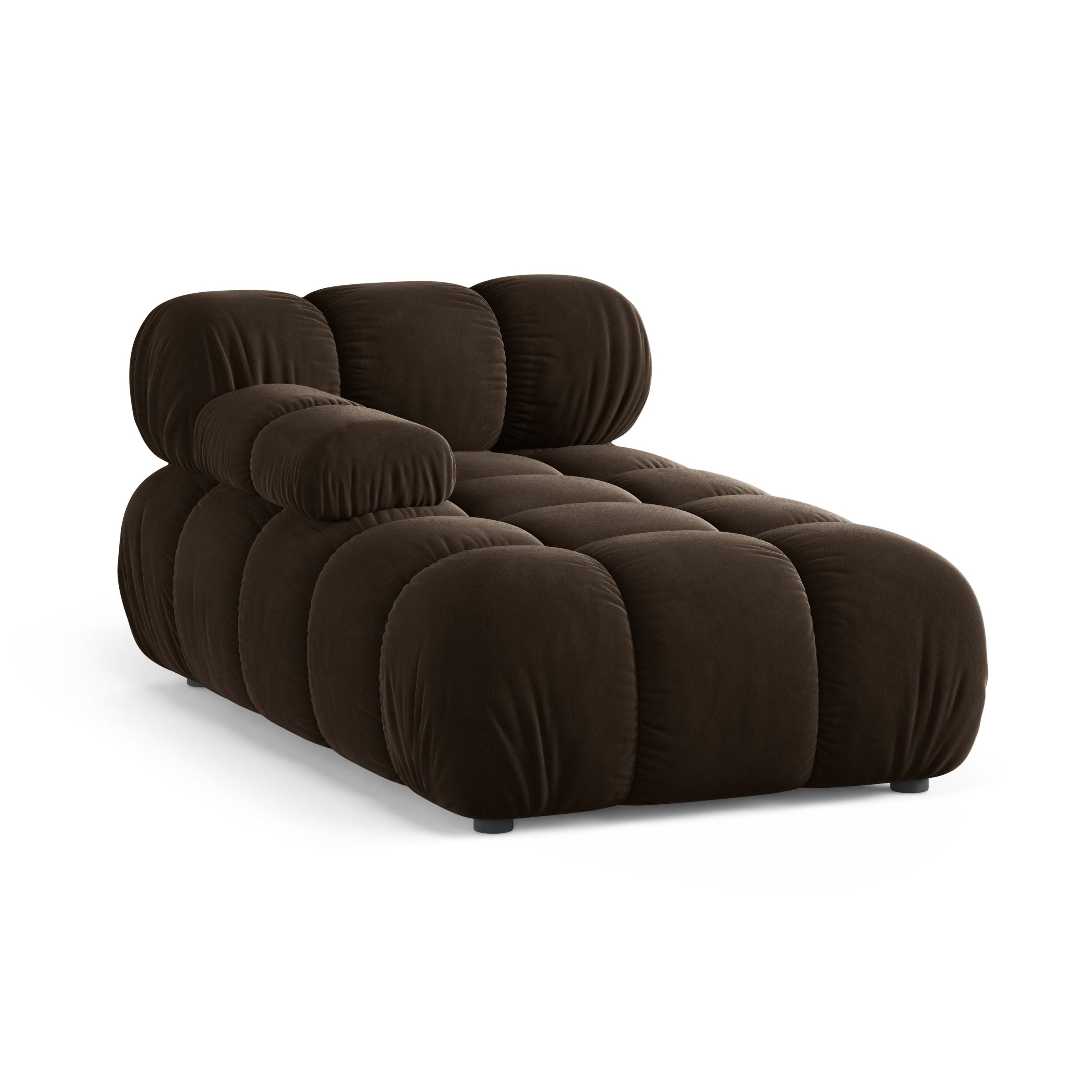 Chocolate Left-Hand Velvet Chaise Longue BELLIS