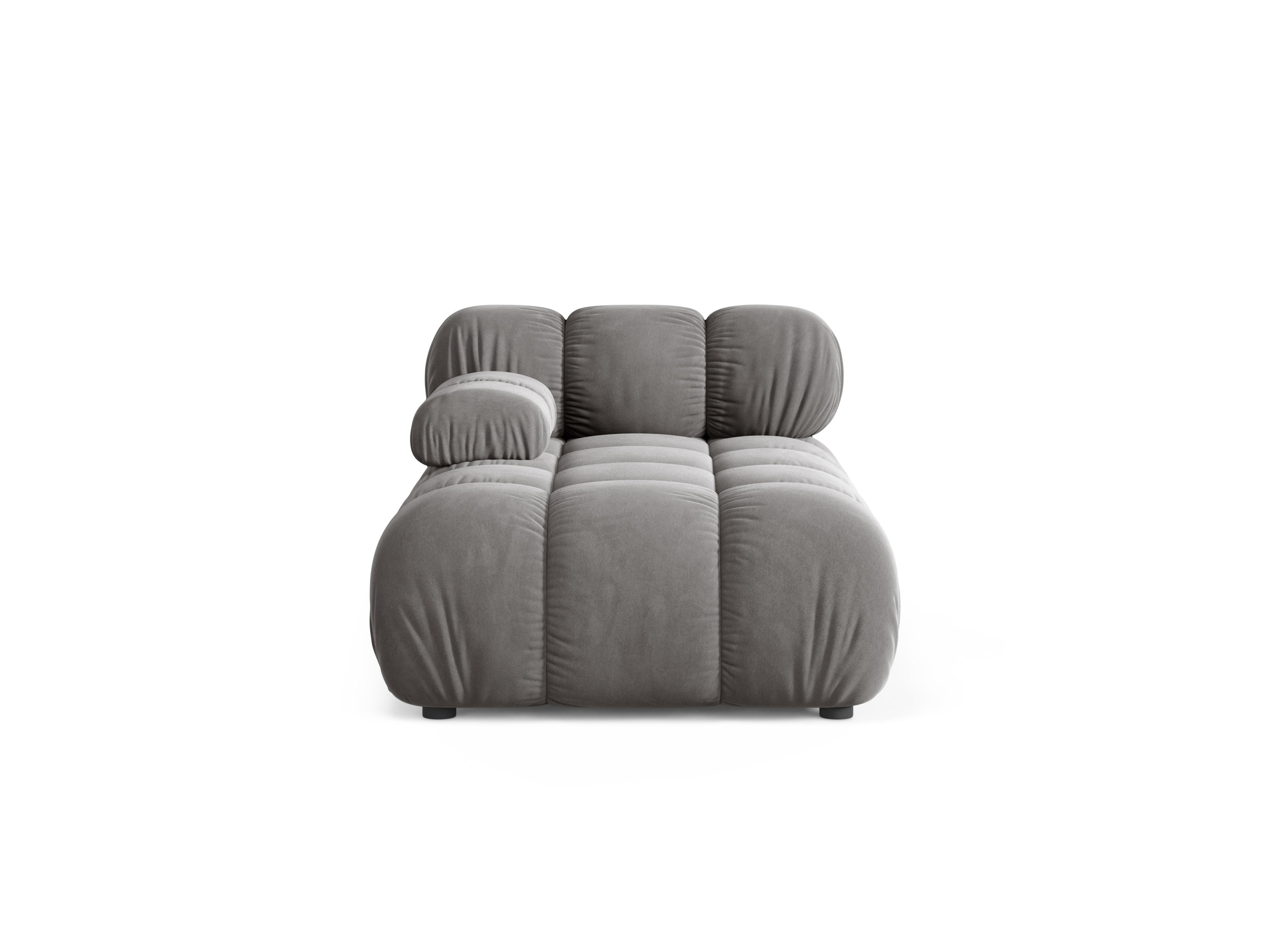 Gray velvet left-sided chaise longue BELLIS