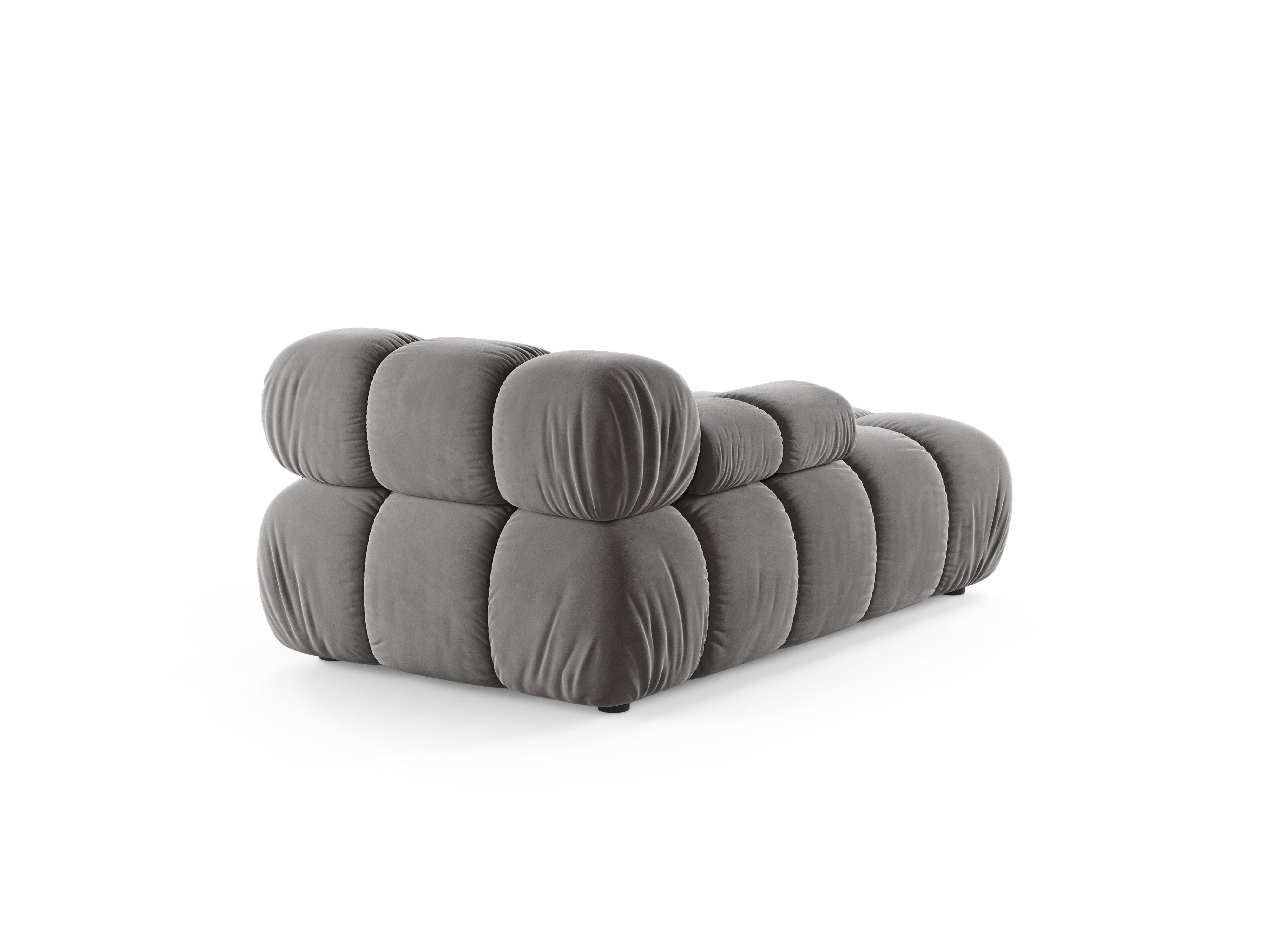 Gray velvet left-sided chaise longue BELLIS