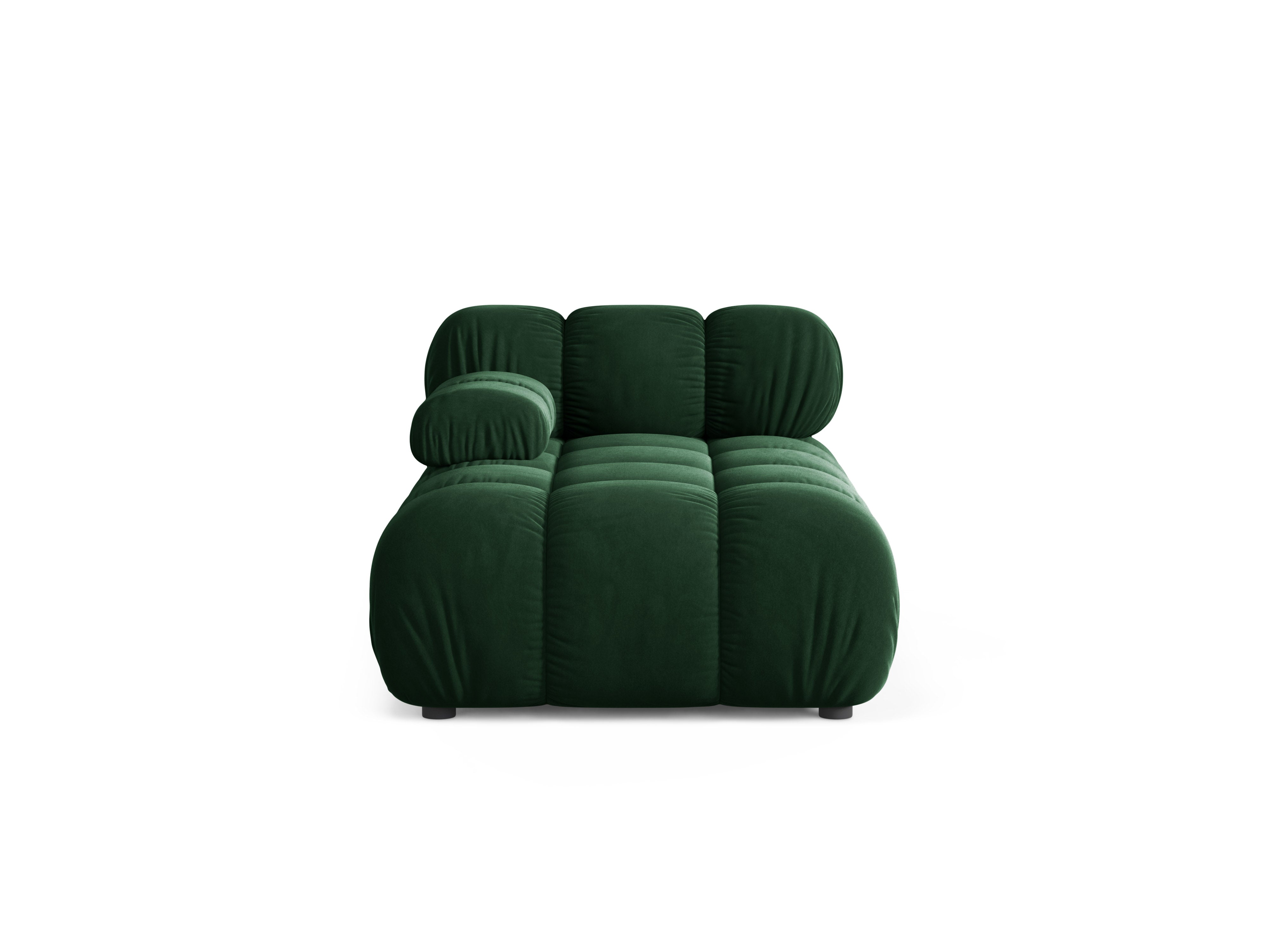 Left-facing velvet chaise longue BELLIS in bottle green