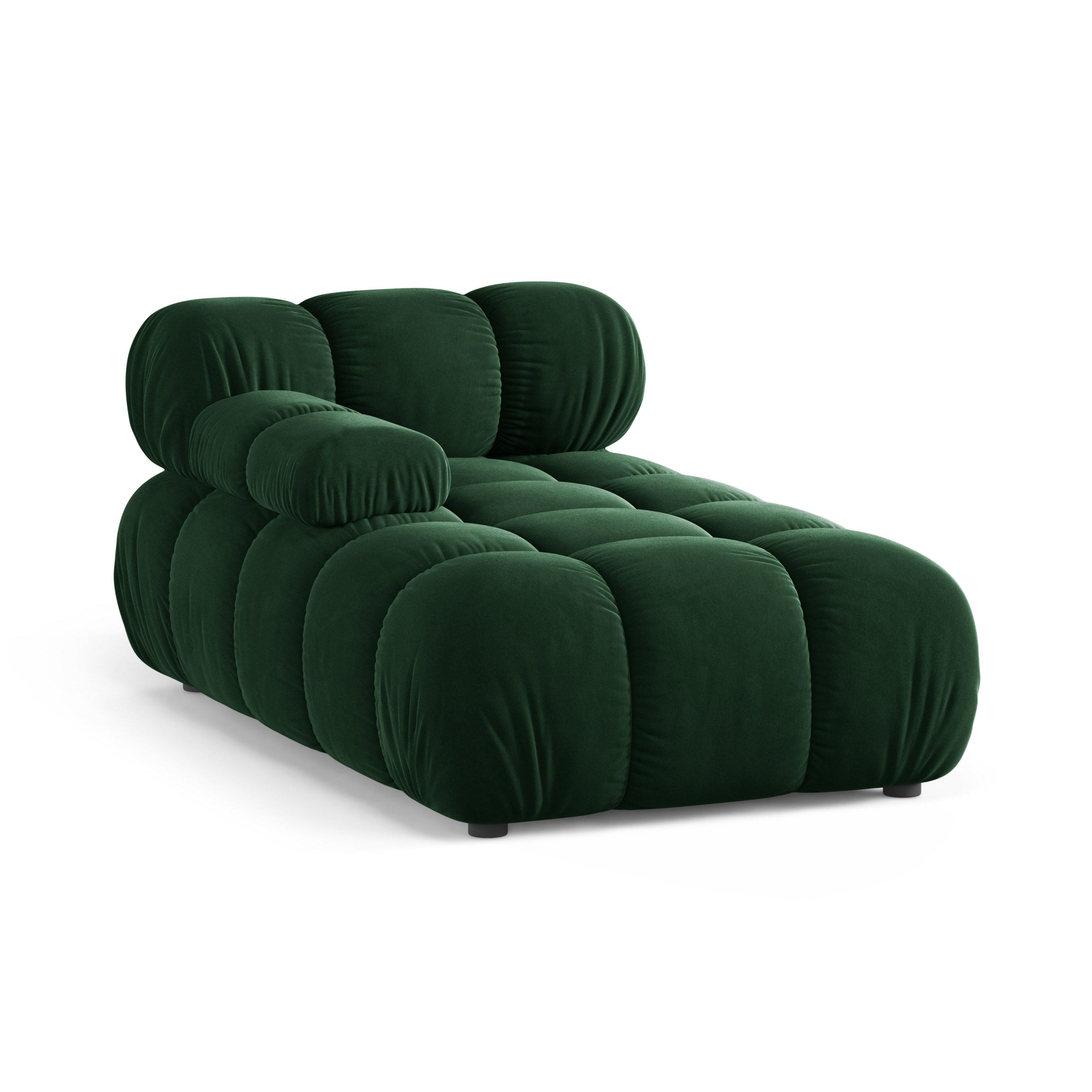 Left-facing velvet chaise longue BELLIS in bottle green