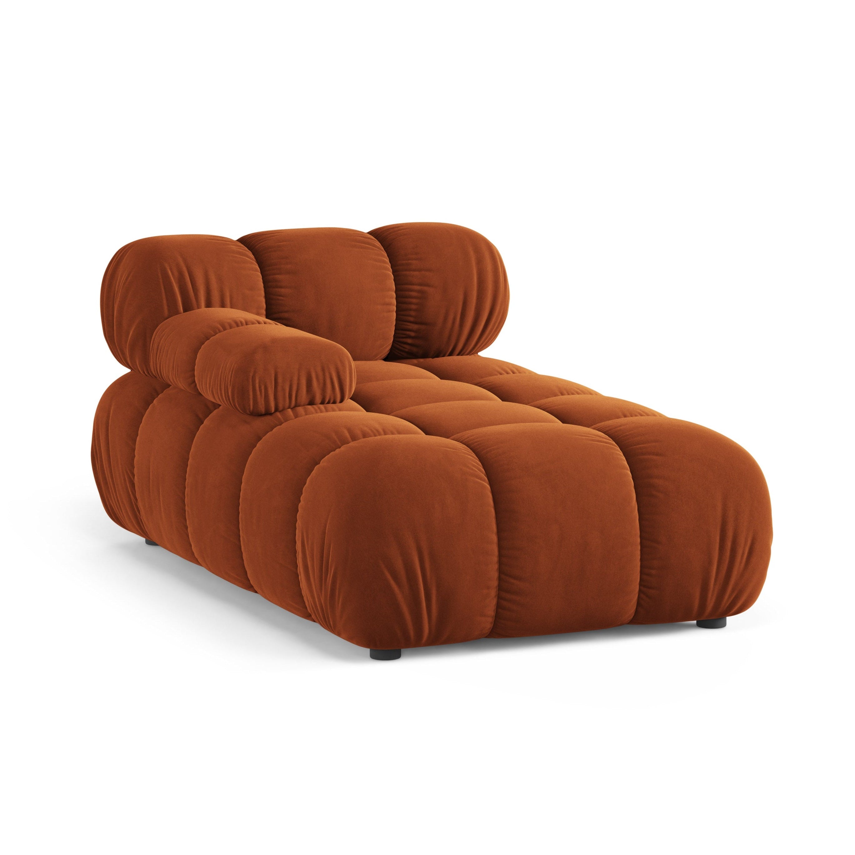 Left-facing velvet chaise longue BELLIS in brick red