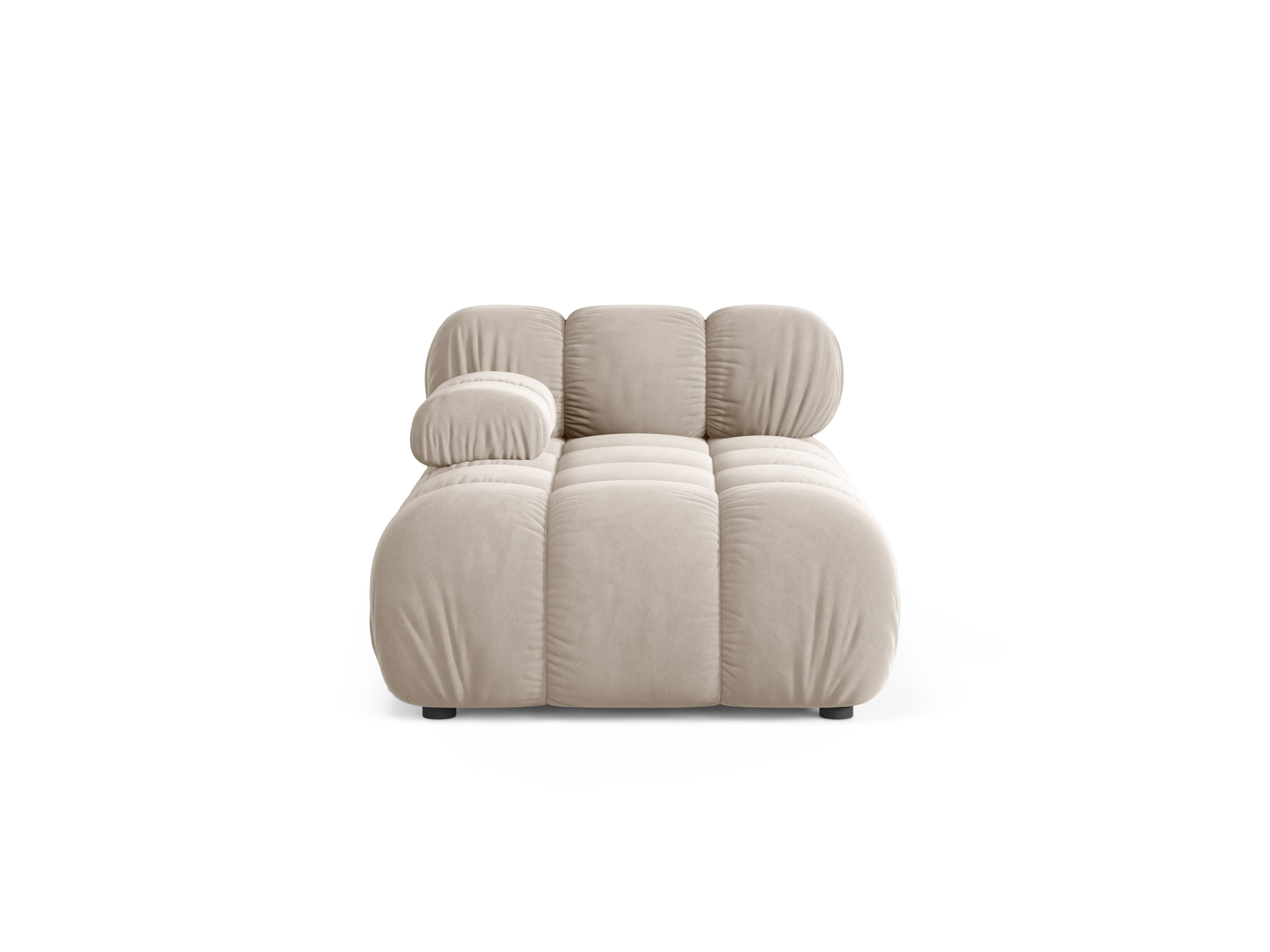 Beige Left-Hand Velvet Chaise Longue BELLIS