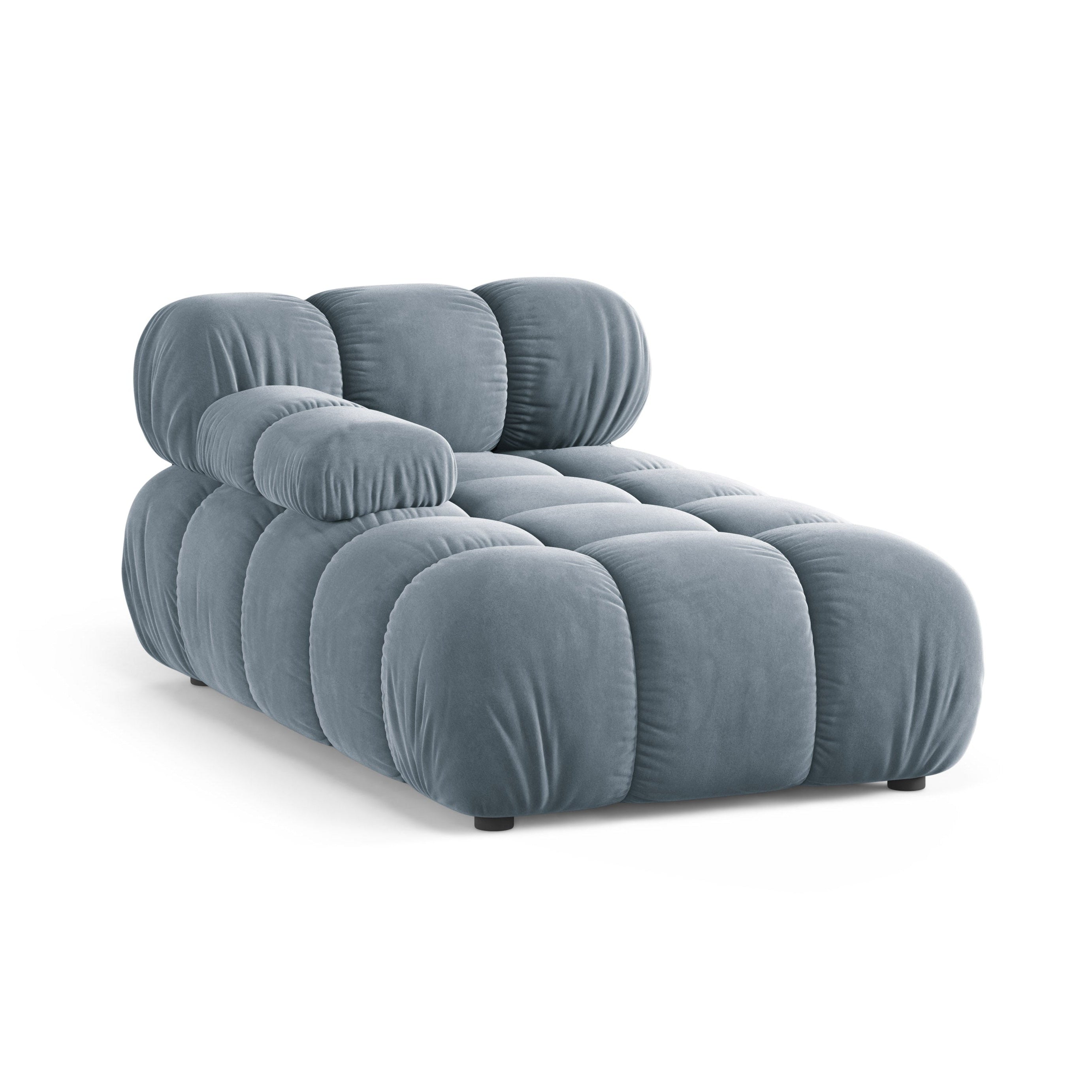 Left-facing velvet chaise longue BELLIS in blue