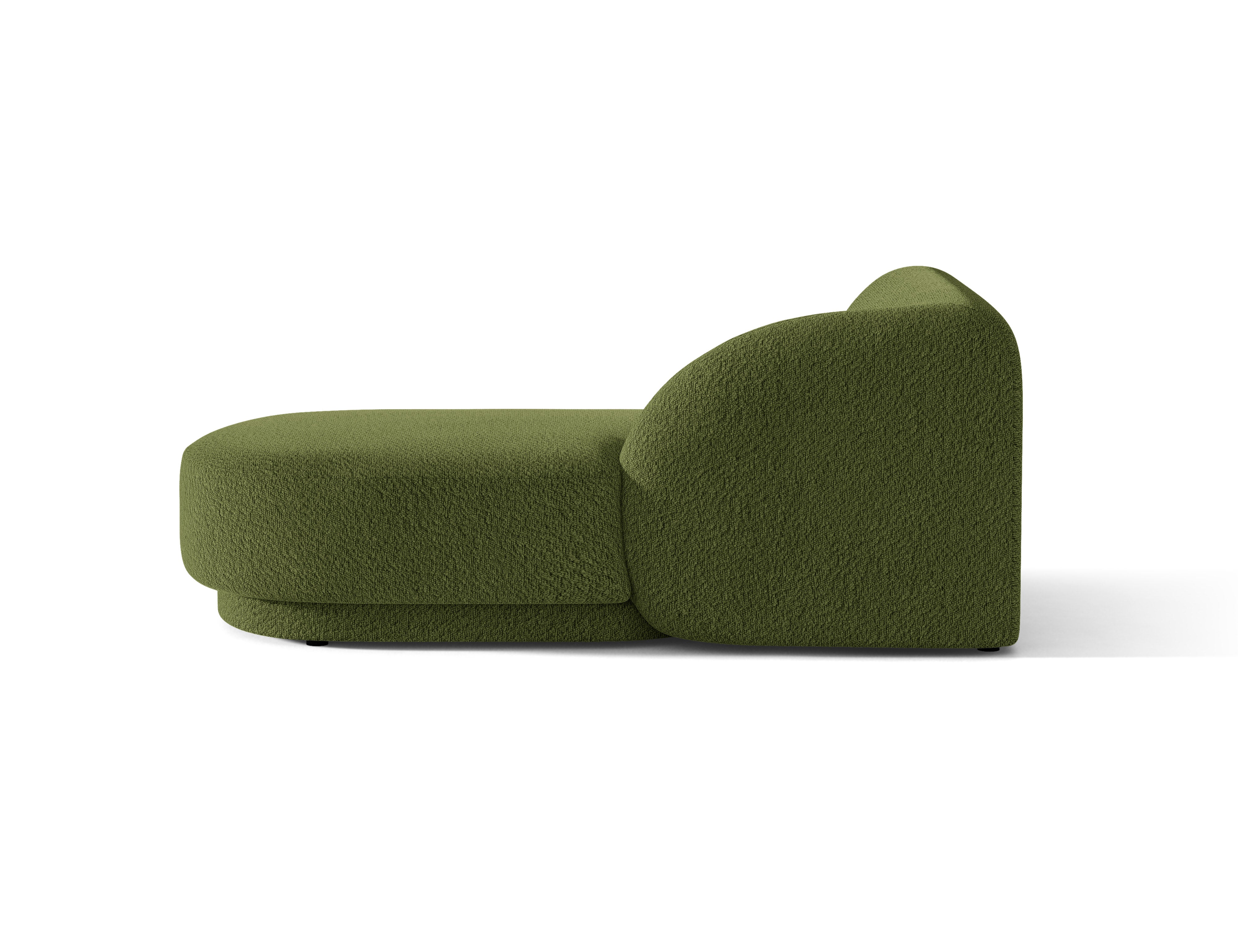 Szezlong prawostronny MILEY zielony boucle – tkanina bouclé