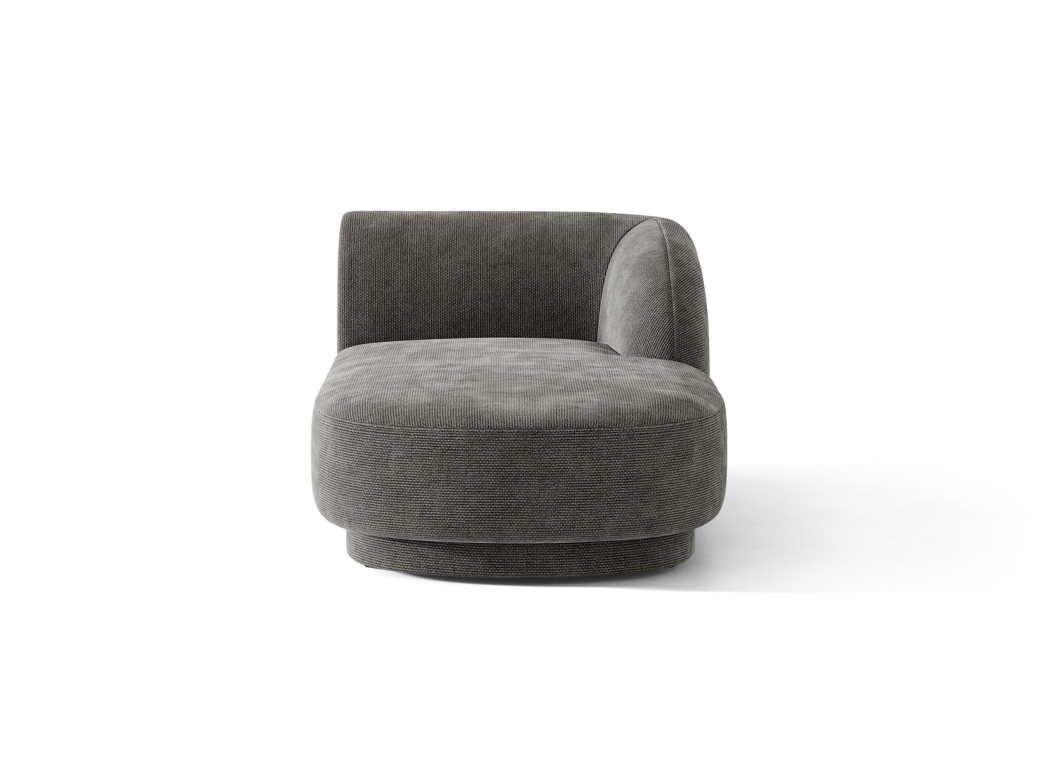 Right-facing chaise longue MILEY gray silky chenille