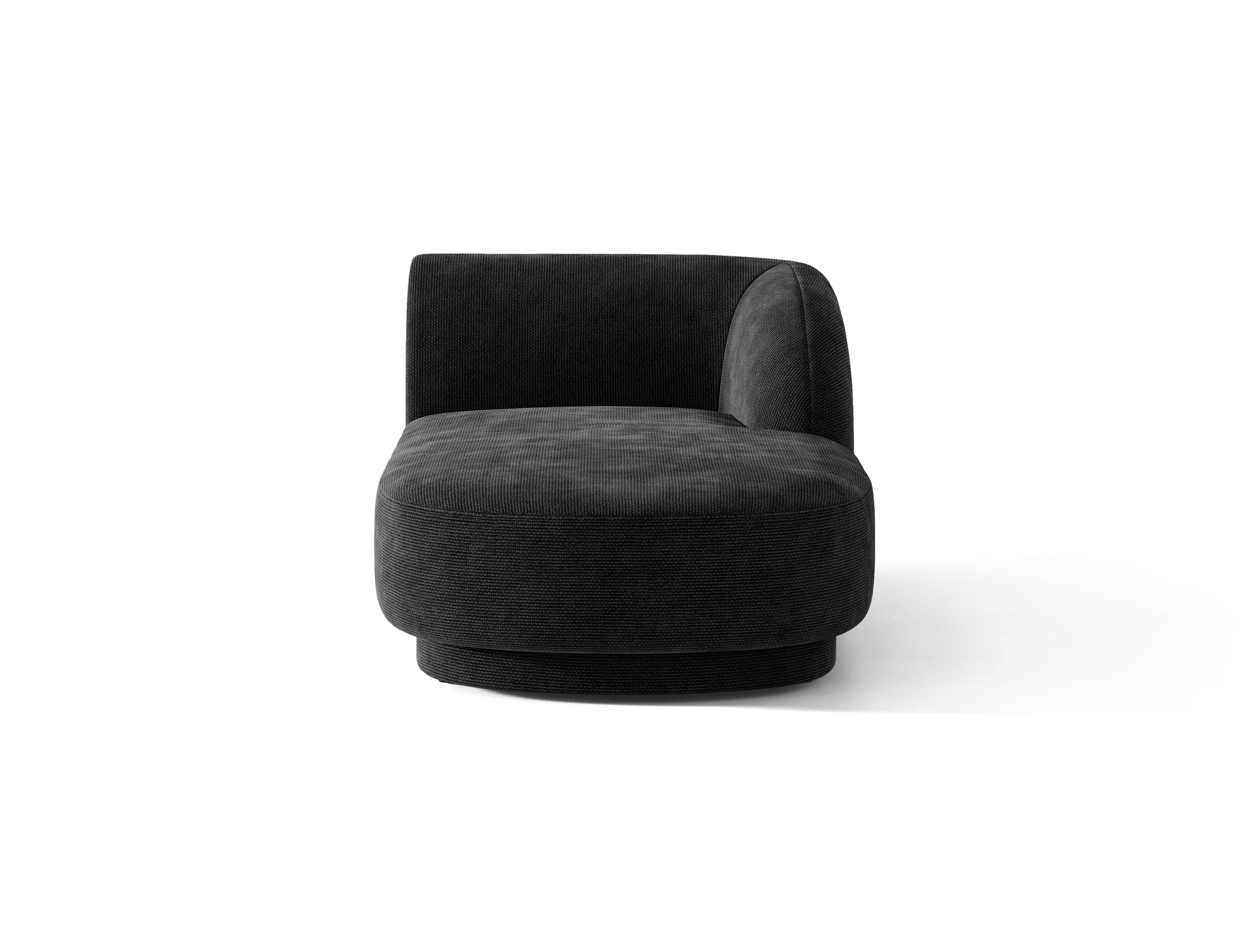 Right-facing chaise longue MILEY black silky chenille