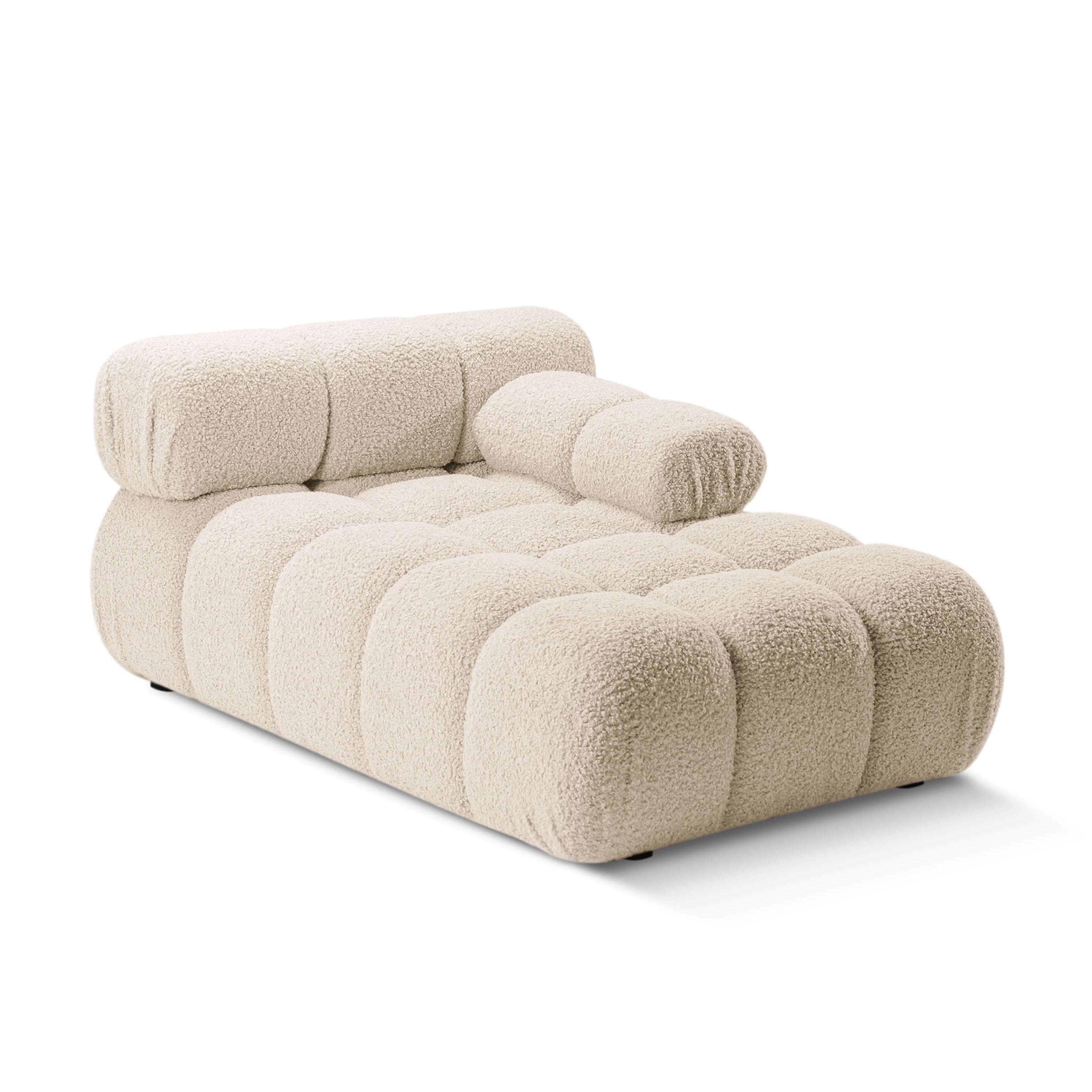 Right-facing BELLIS chaise longue in beige boucle
