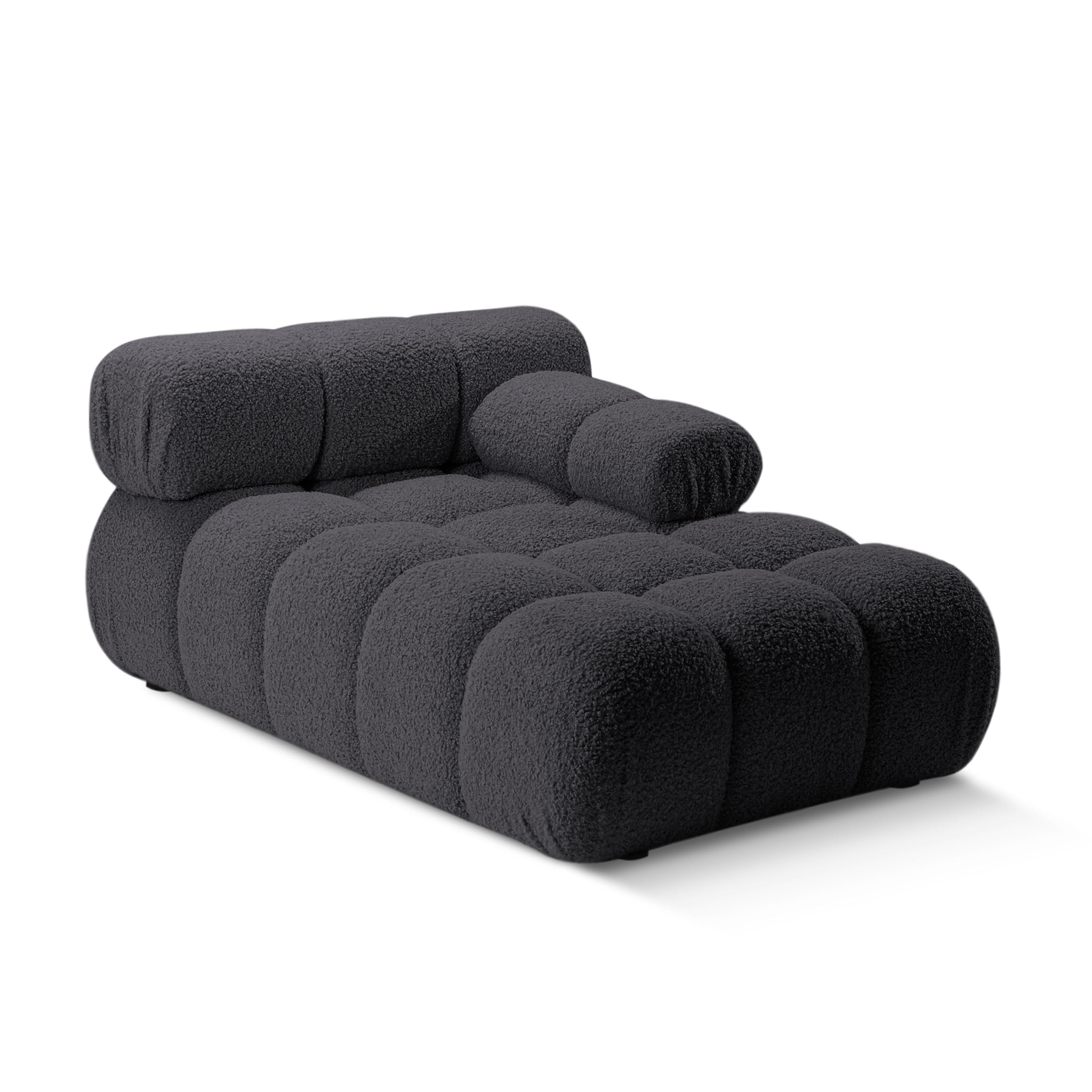 Right-facing BELLIS chaise longue in graphite boucle