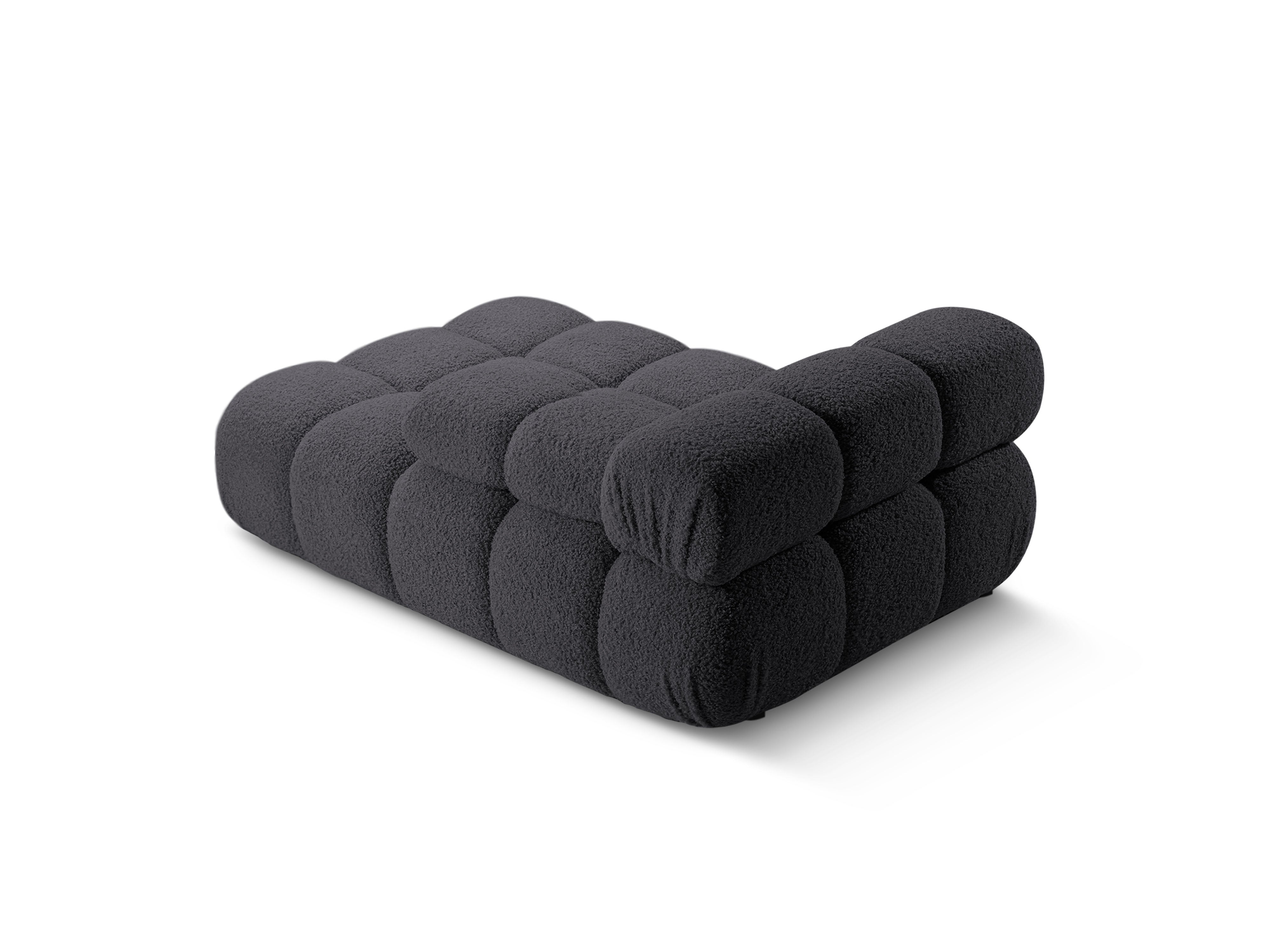 Right-facing BELLIS chaise longue in graphite boucle