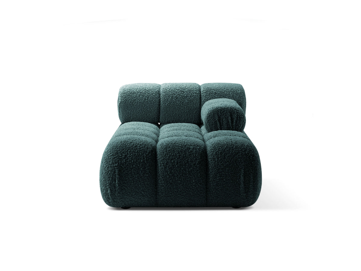 Right-facing chaise longue BELLIS petrol blue boucle