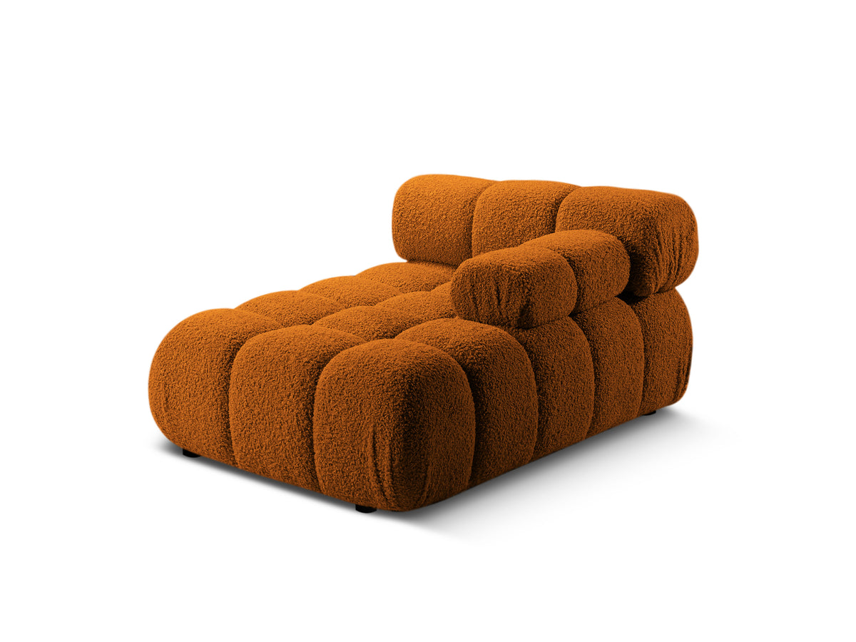 Right-facing BELLIS chaise longue in brick boucle