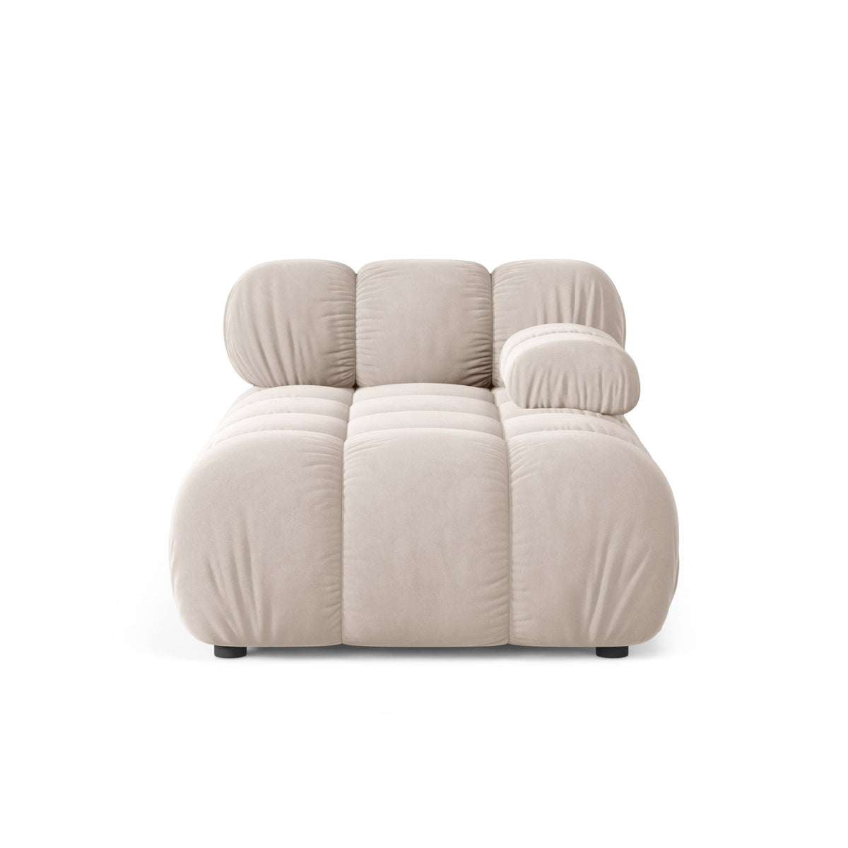 Right-facing BELLIS chaise longue in light beige velvet