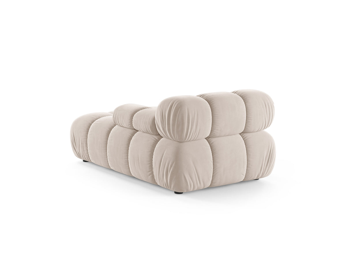 Right-facing BELLIS chaise longue in light beige velvet