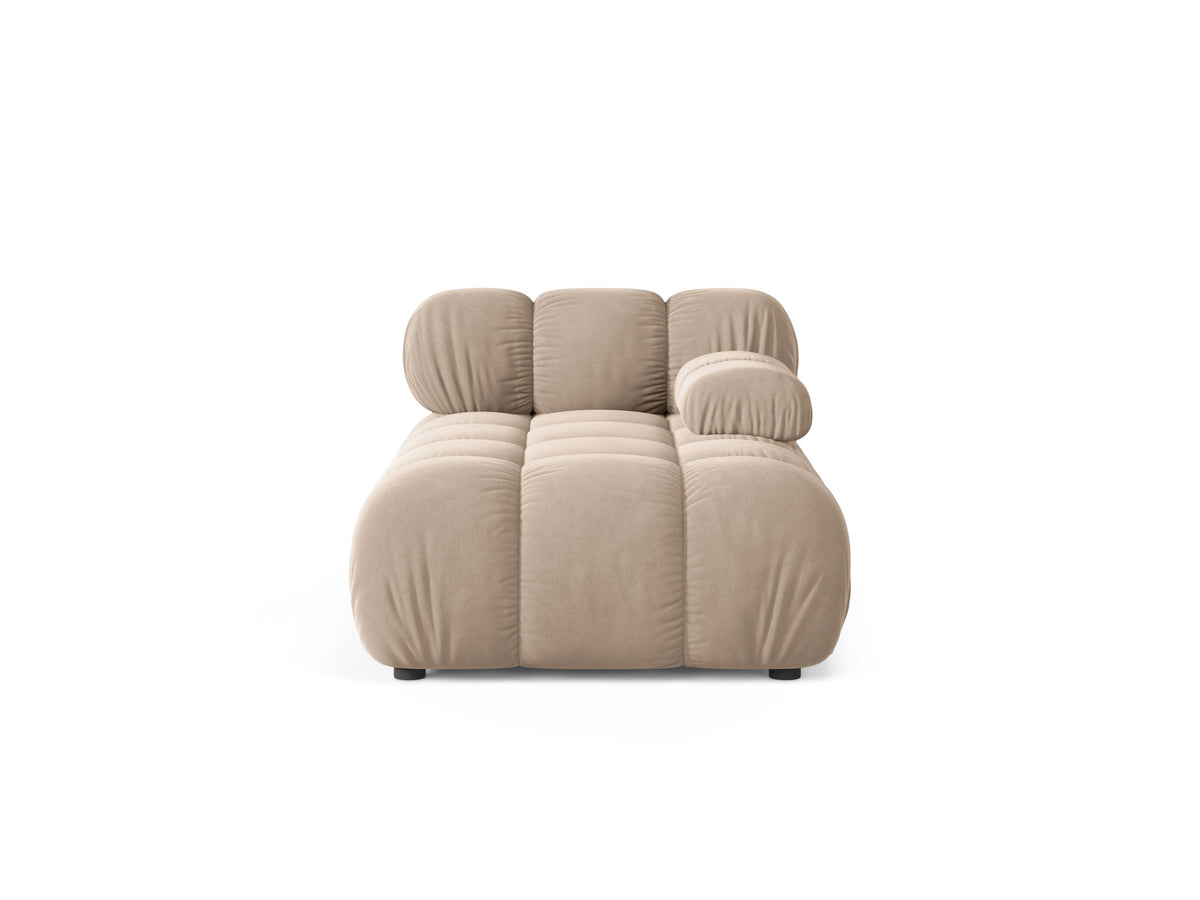 Right-facing BELLIS chaise longue in beige velvet