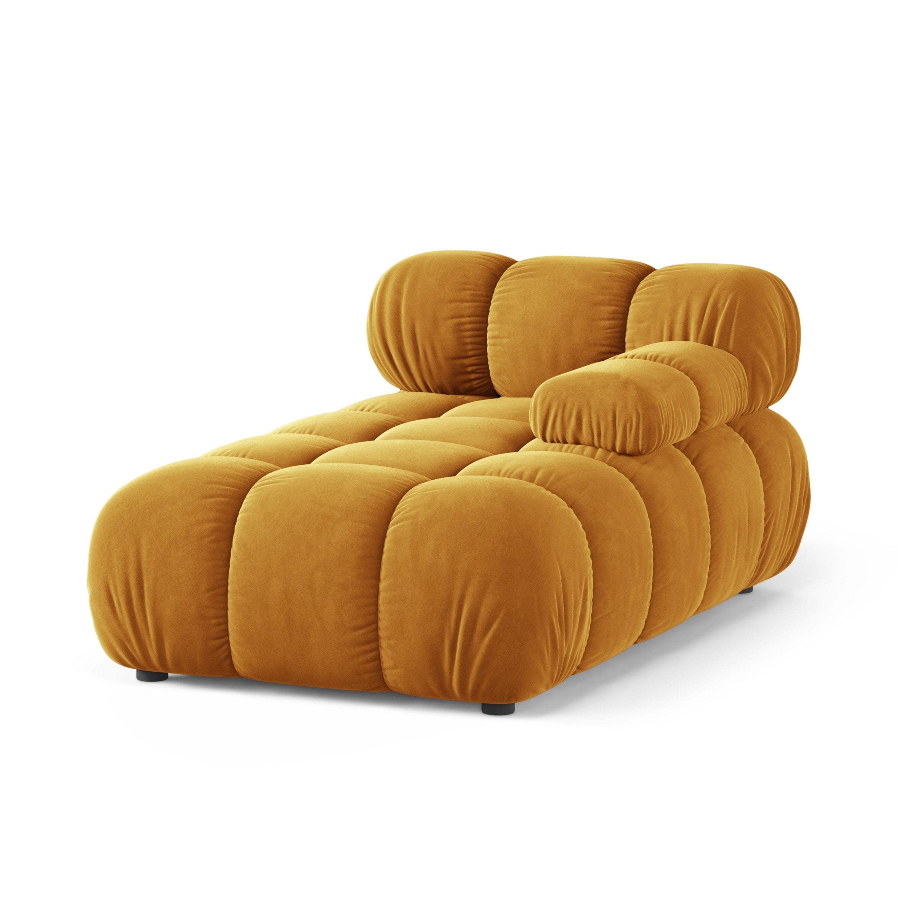 Right-facing BELLIS mustard velvet chaise longue