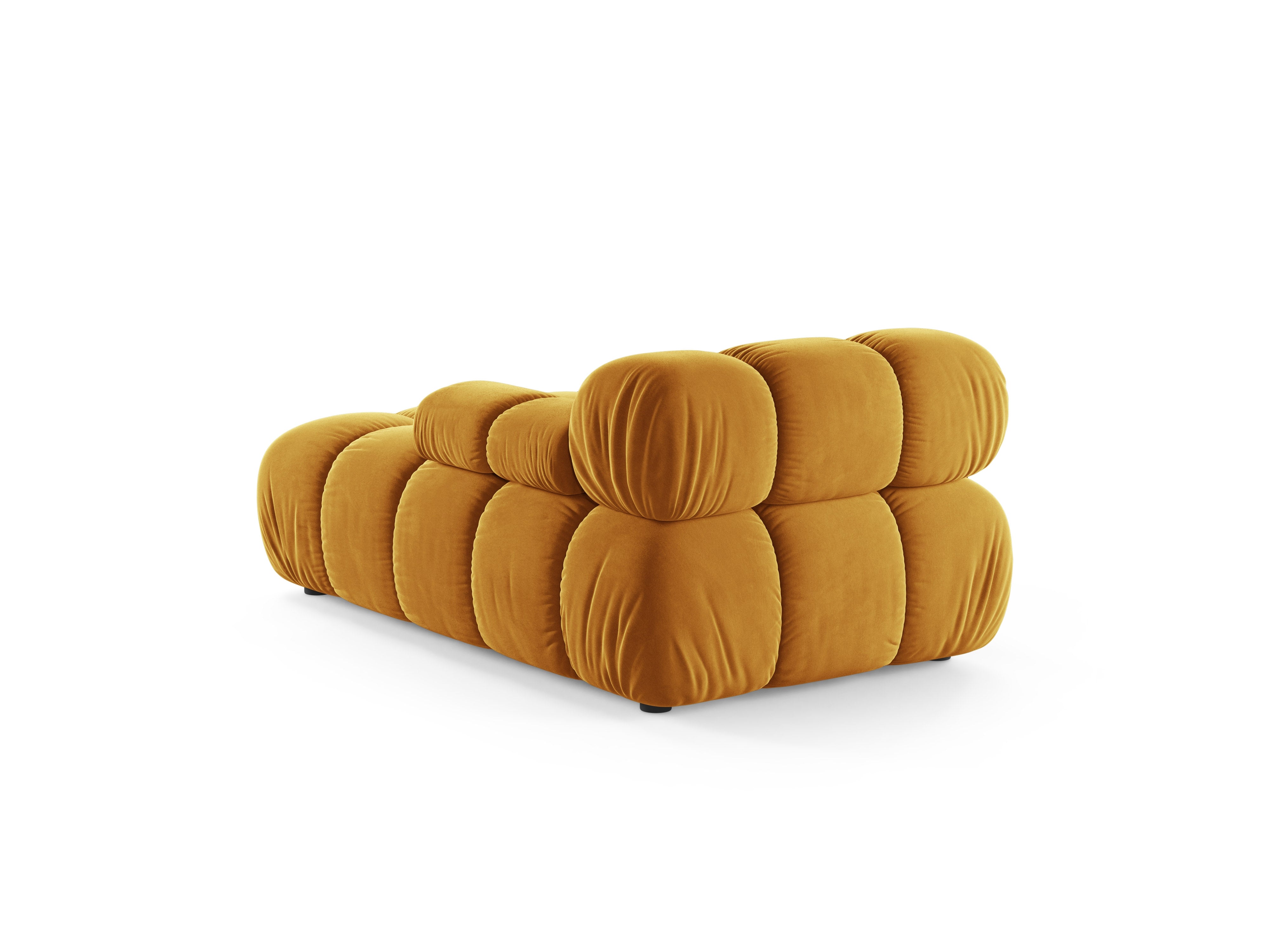 Right-facing BELLIS mustard velvet chaise longue