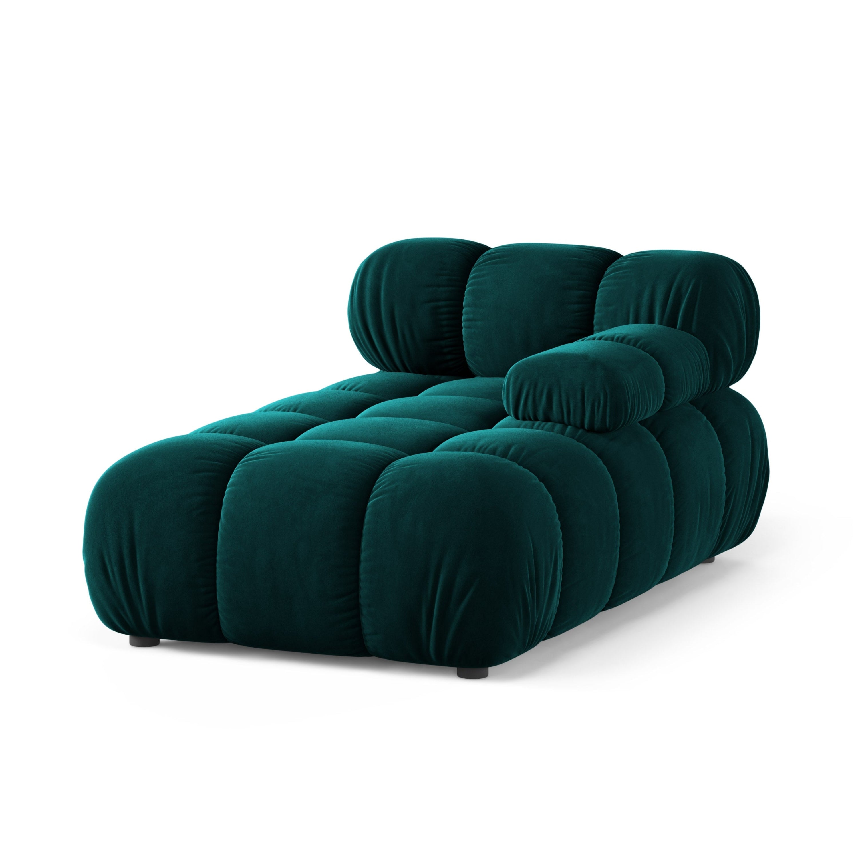 Right-facing BELLIS chaise longue in deep petrol velvet