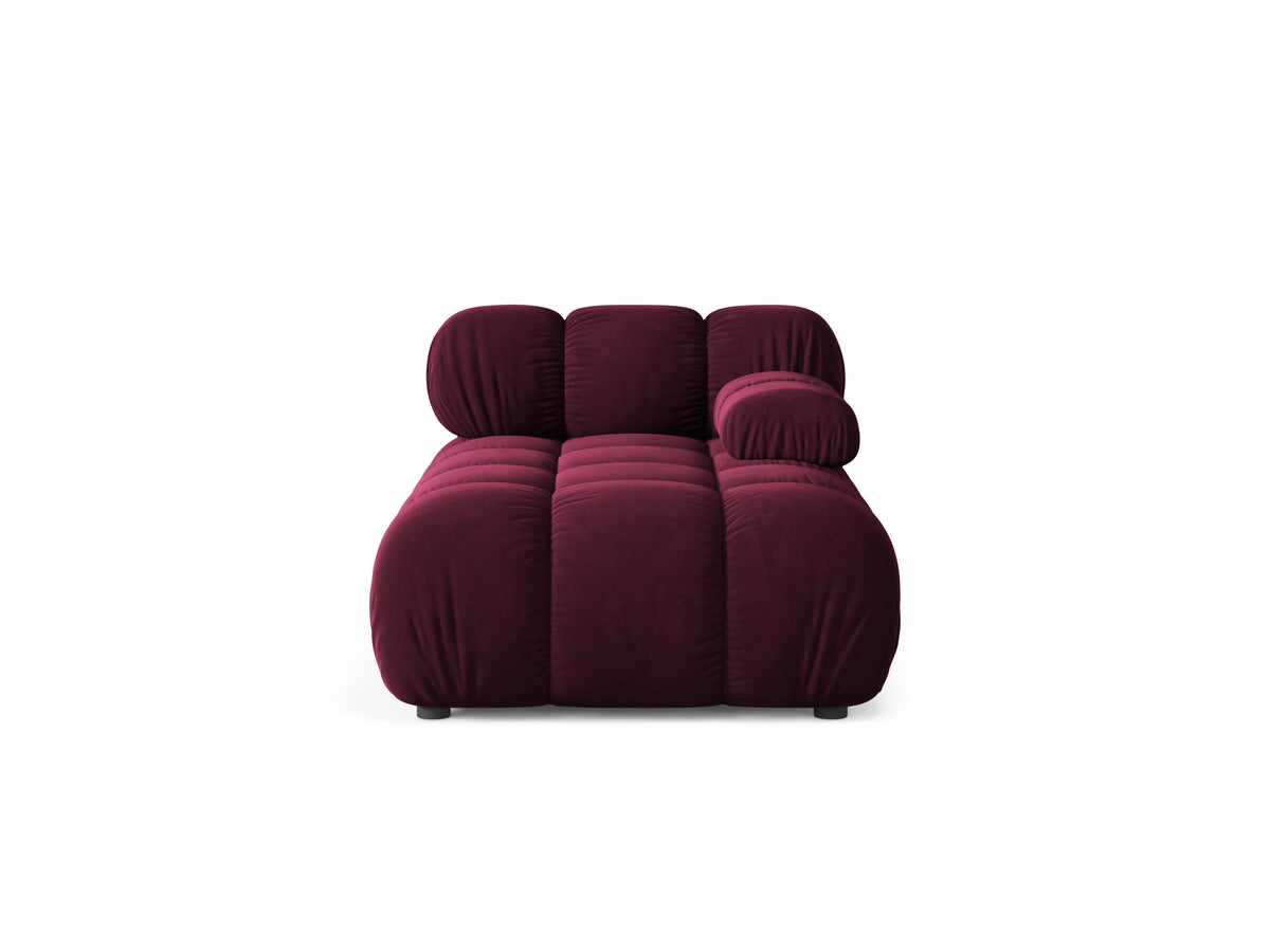 Right-facing BELLIS chaise longue in burgundy velvet
