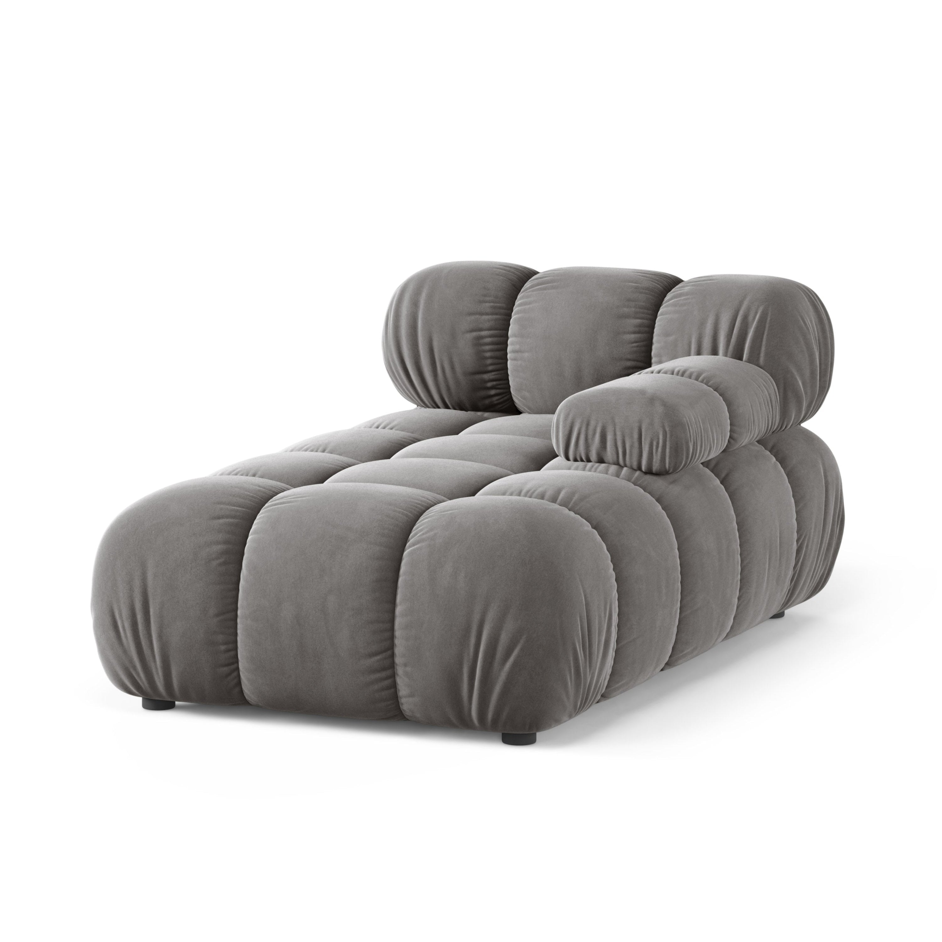 Gray velvet right-facing chaise lounge BELLIS