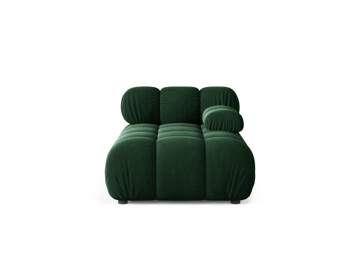 Velvet right-facing chaise longue BELLIS in bottle green