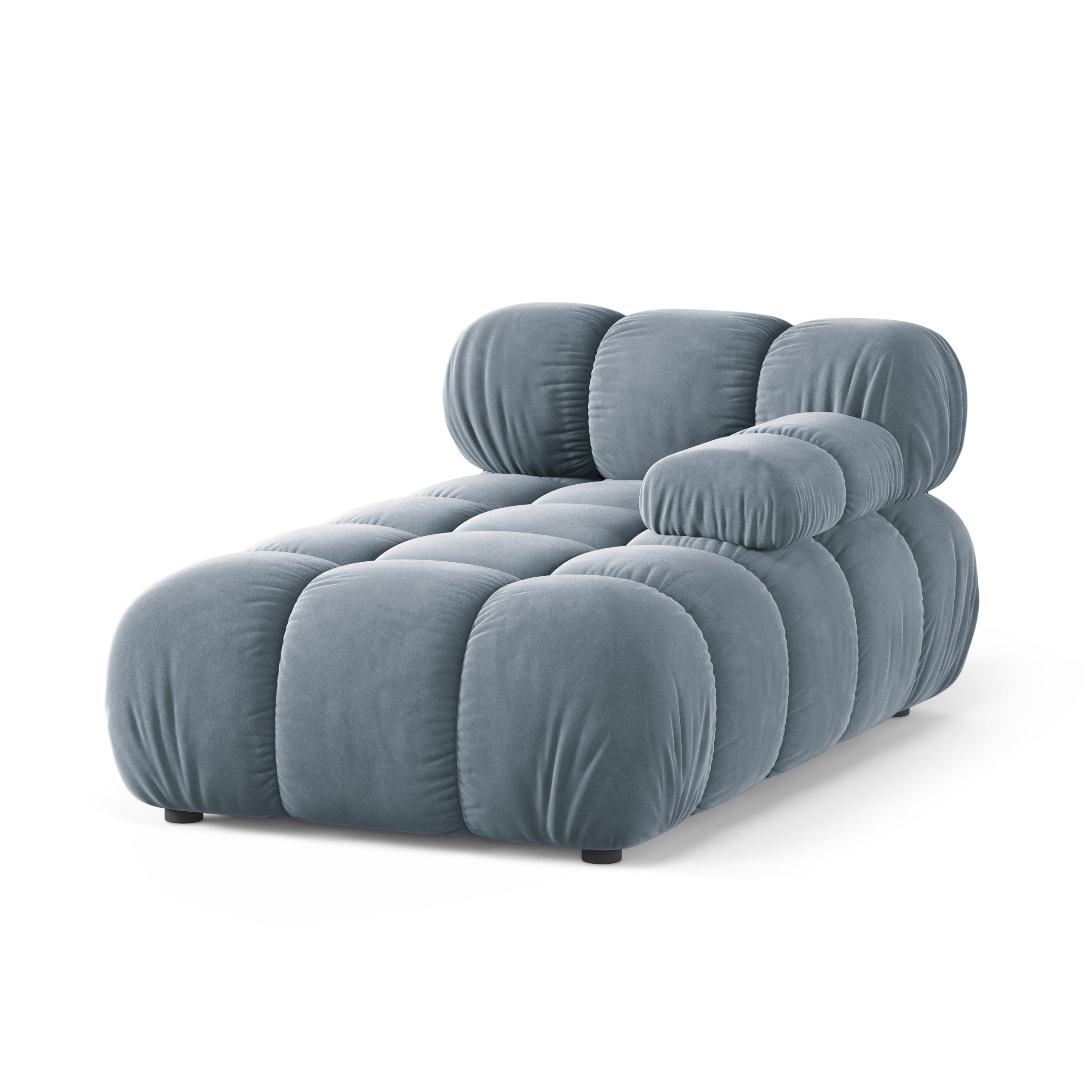 Right-facing velvet chaise longue BELLIS in blue