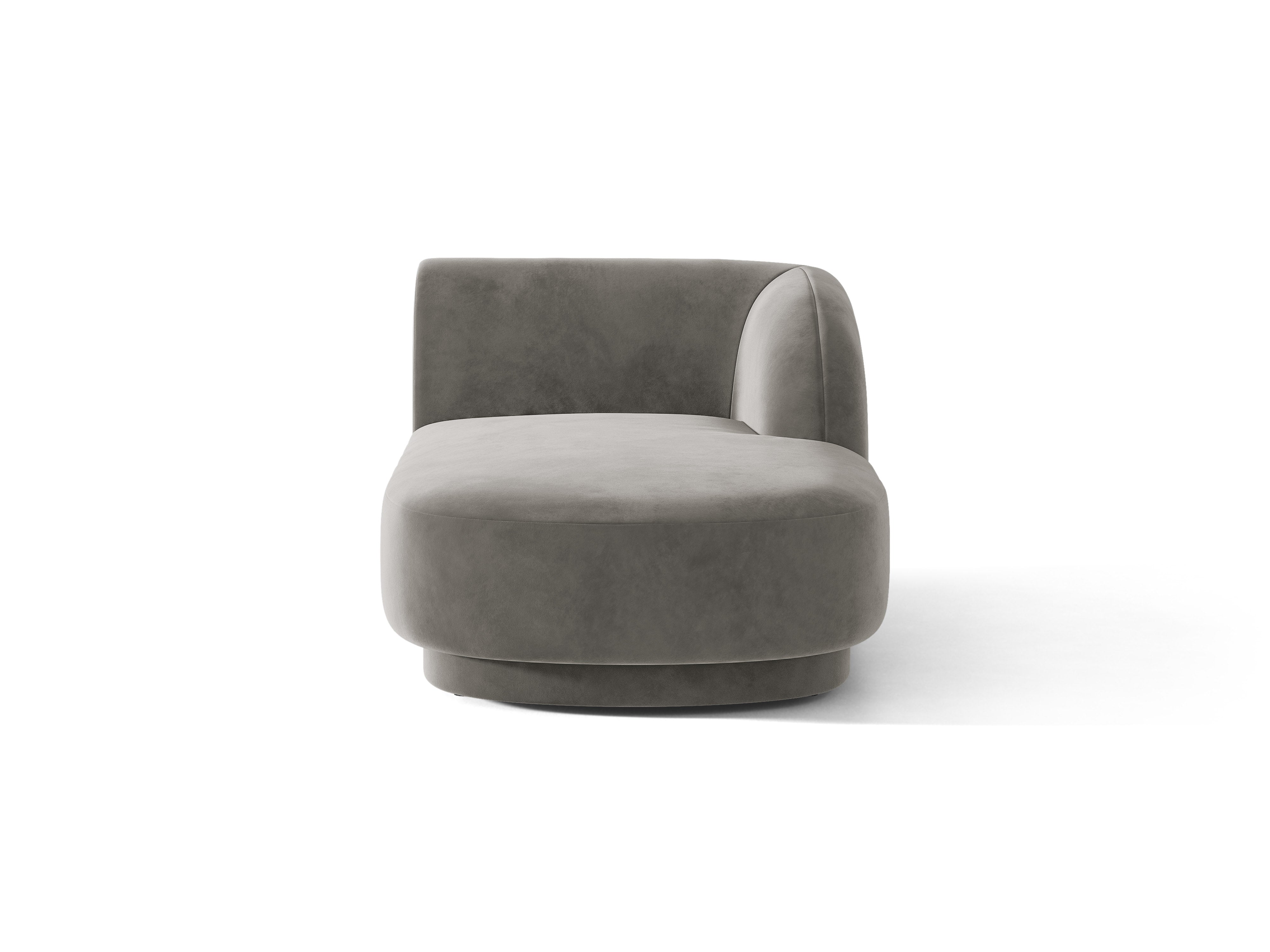 Right-facing velvet chaise longue MILEY light gray